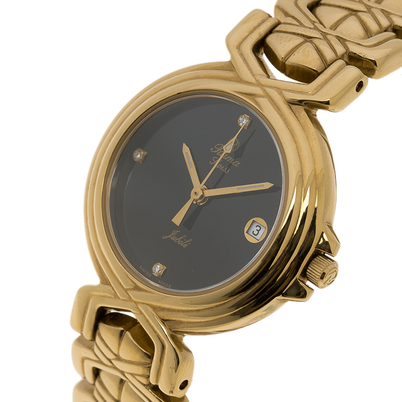 

Rama Swiss Black Gold-Plated Stainless Steel Women's Wristwatch
