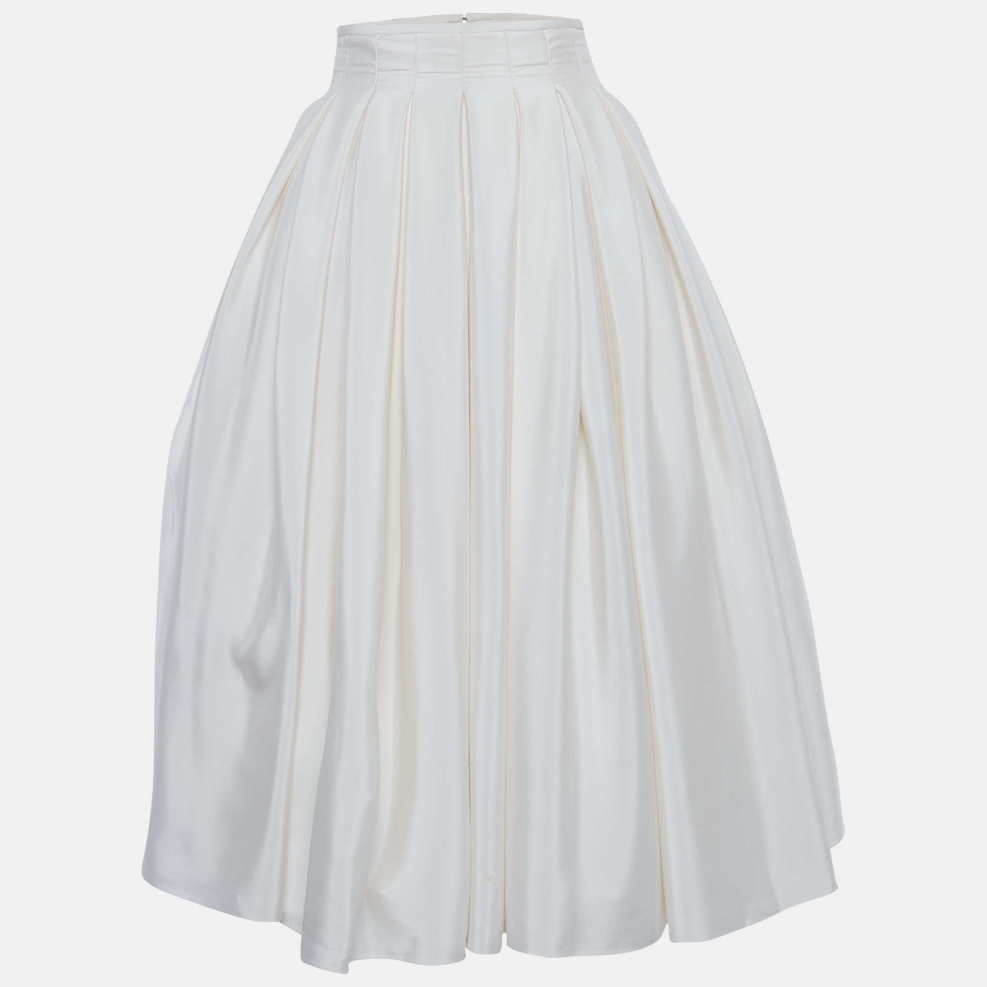 Pre-owned Rami Al Ali Cream Pleated Midi Skirt S In White