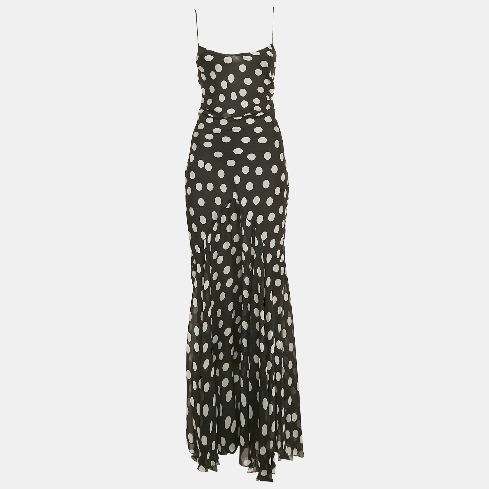 

Rat & Boa Black /White Polka Dot Print Crepe Blend Camille Maxi Dress XS