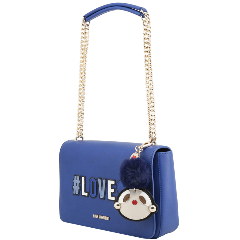 

Love Moschino Blue Pebbled Synthetic Leather Shoulder Bag