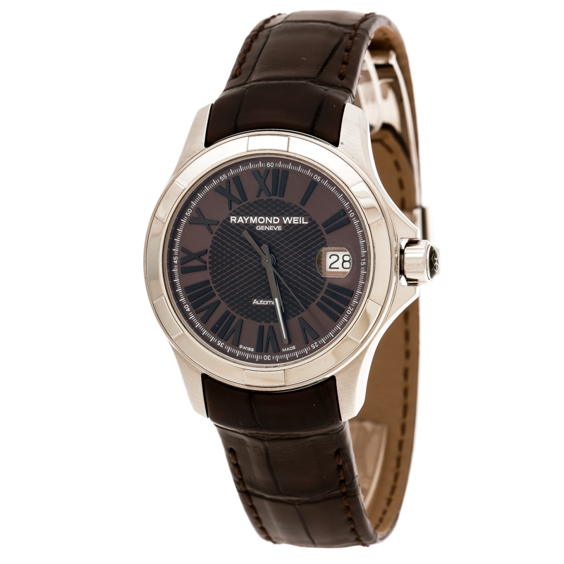 Raymond Weil Brown Stainless Steel Parsifal 2970 Men's Wristwatch 39 mm