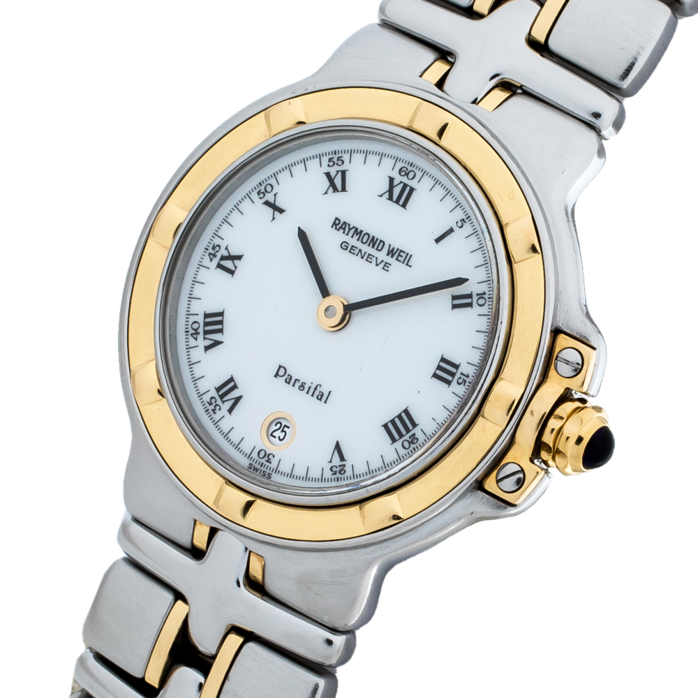 

Raymond Weil White Yellow Gold Plated Stainless Steel Parsifal Quartz Women's Wristwatch, Silver