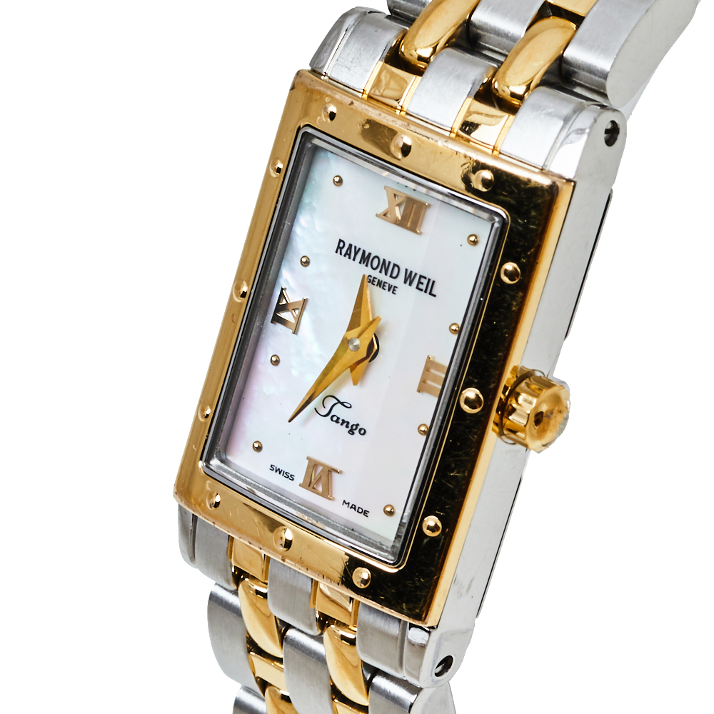 

Raymond Weil Mother of Pearl Two-Tone Stainless Steel Tango Women's Wristwatch, White