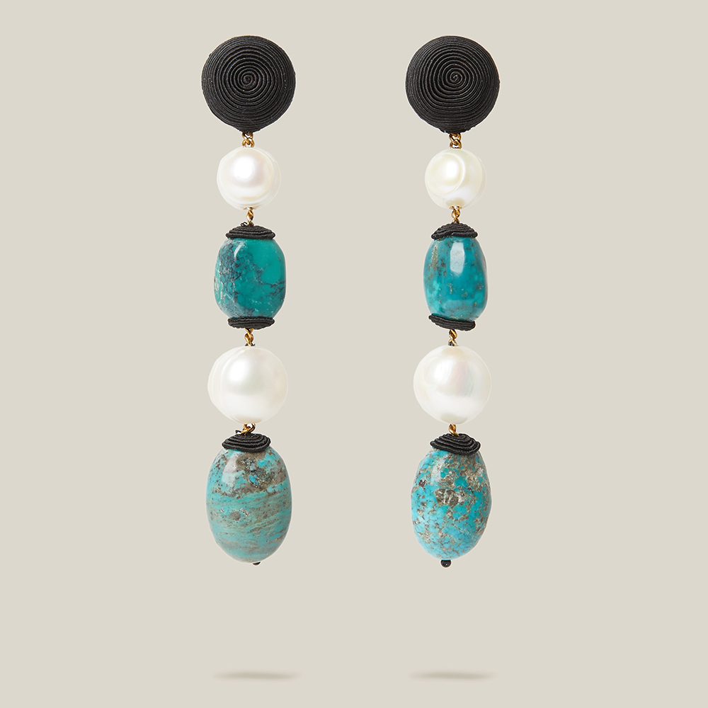 Rebecca de Ravenel Blue Treasures Gem and Pearl Drop Earrings