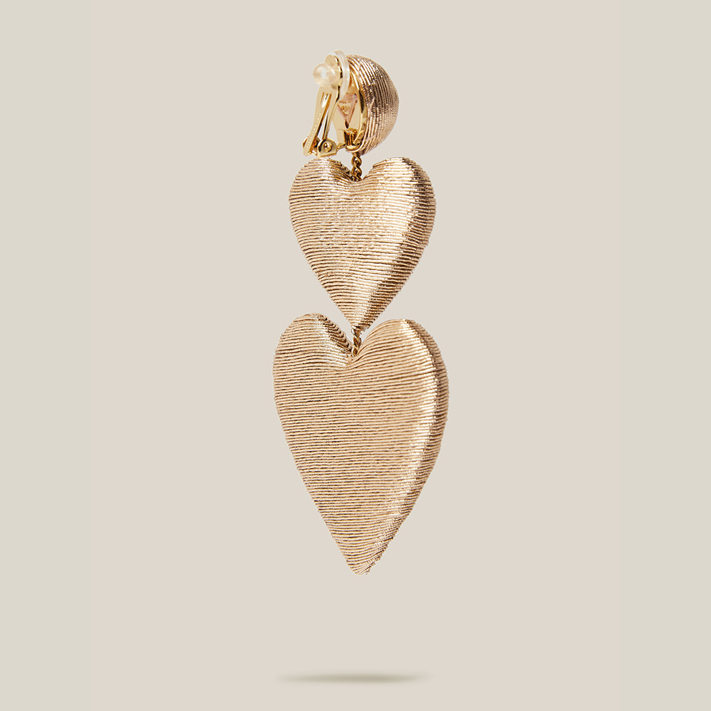 

Rebecca de Ravenel Gold Double Heart Rose Gold Drop Earrings