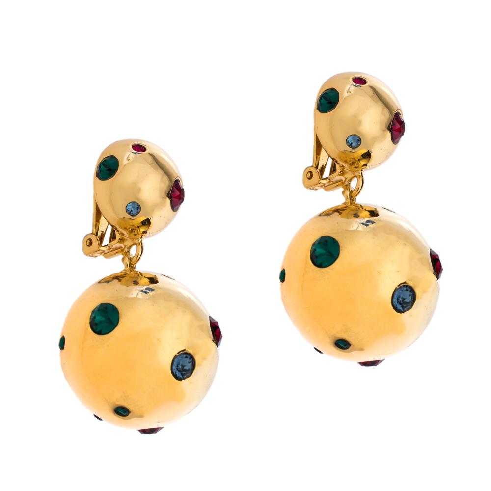 

Rebecca de Ravenel Multicoloured I See Stars Crystal Gold Tone Clip On Drop Earrings