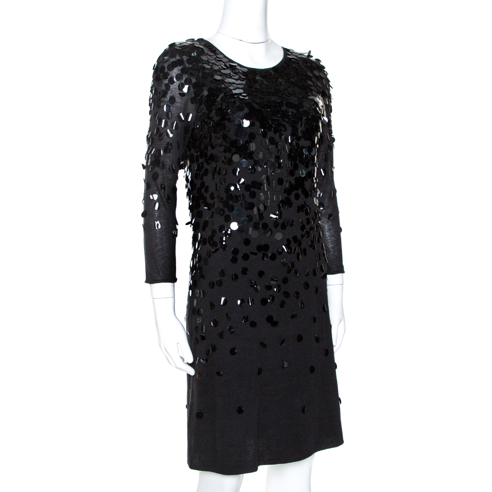 

Rebecca Taylor Black Knit Sequin Embellished Mini Dress