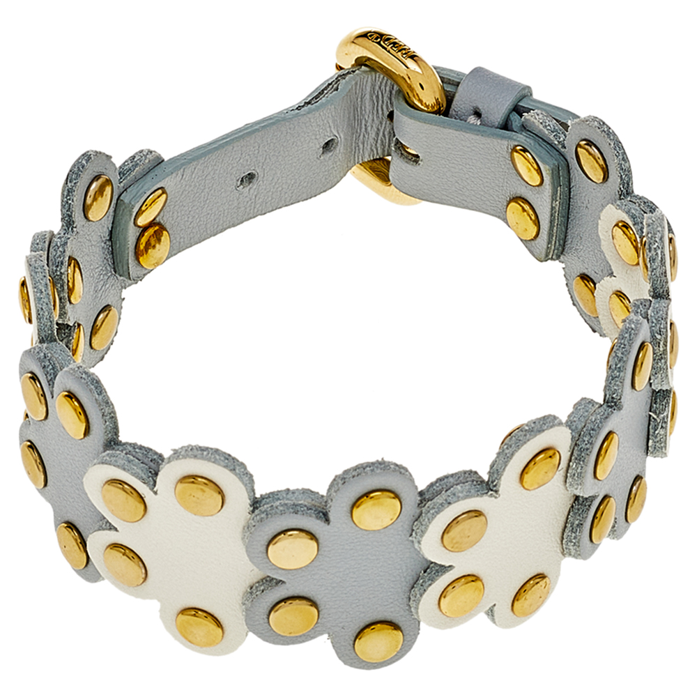 

RED Valentino Blue & White Flower Puzzle Leather Bracelet