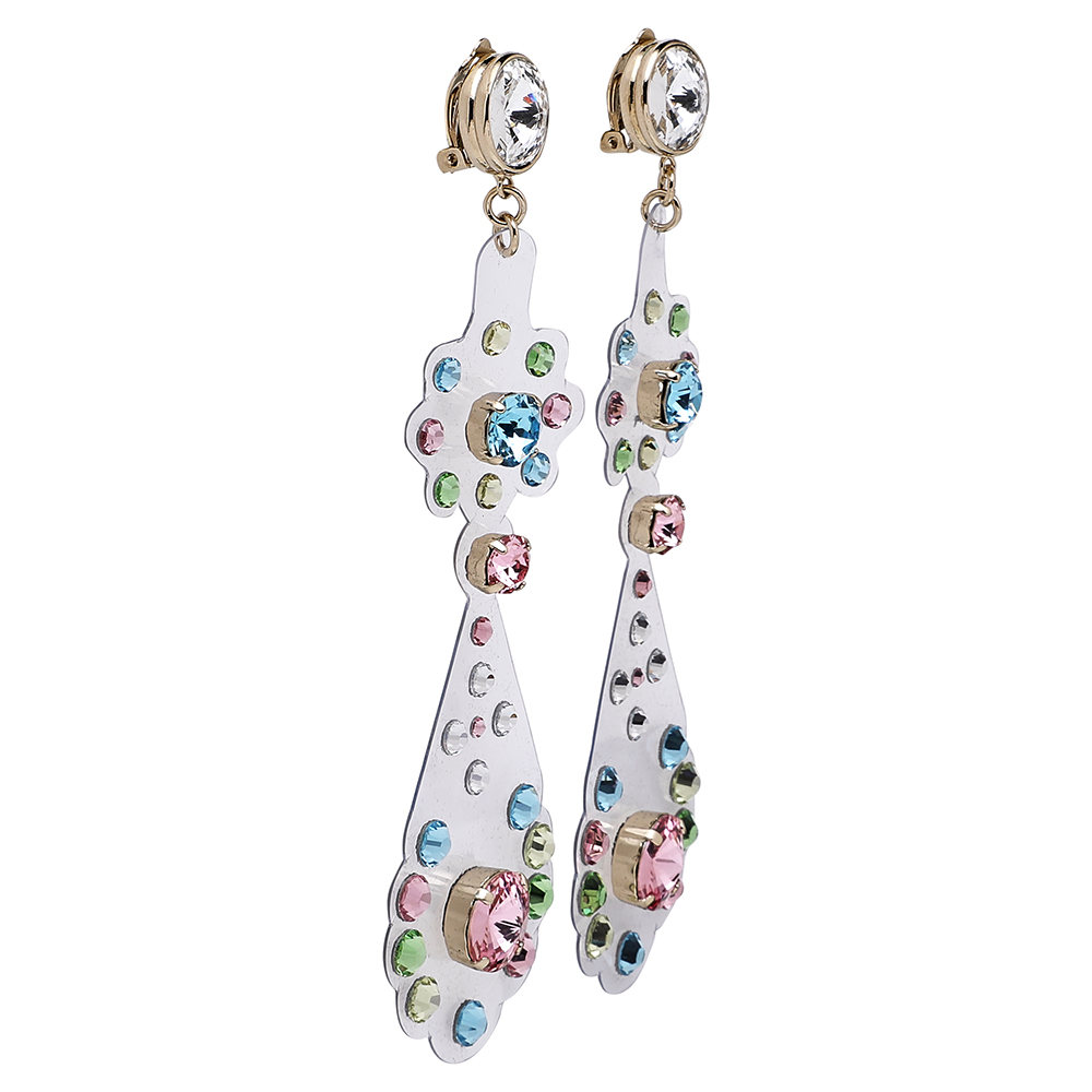 

RED Valentino Transparent Polymeric Crystal Party Ballet Clip On Earrings, Multicolor