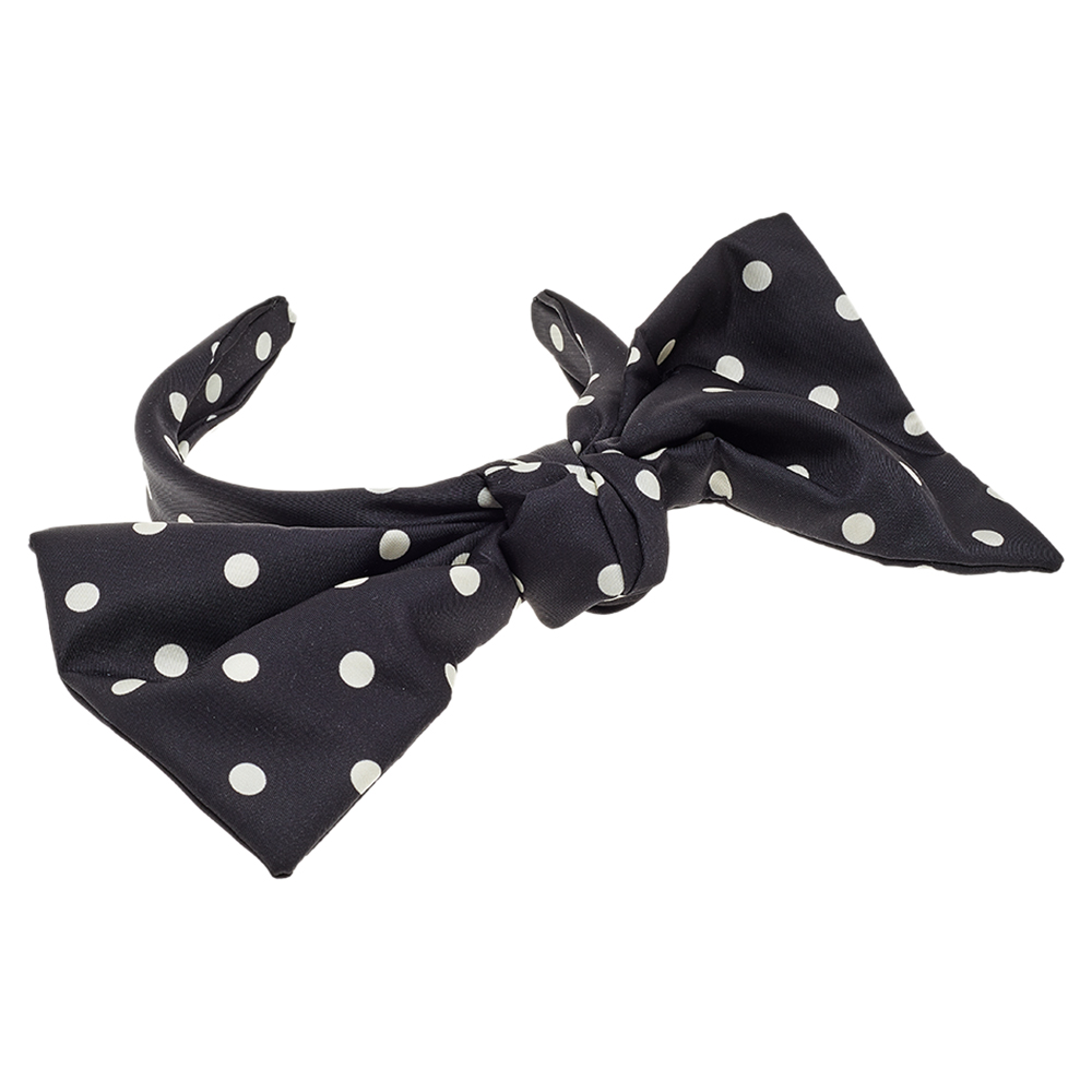 

RED Valentino Black & White Polka Dot Print Bow Hair Band