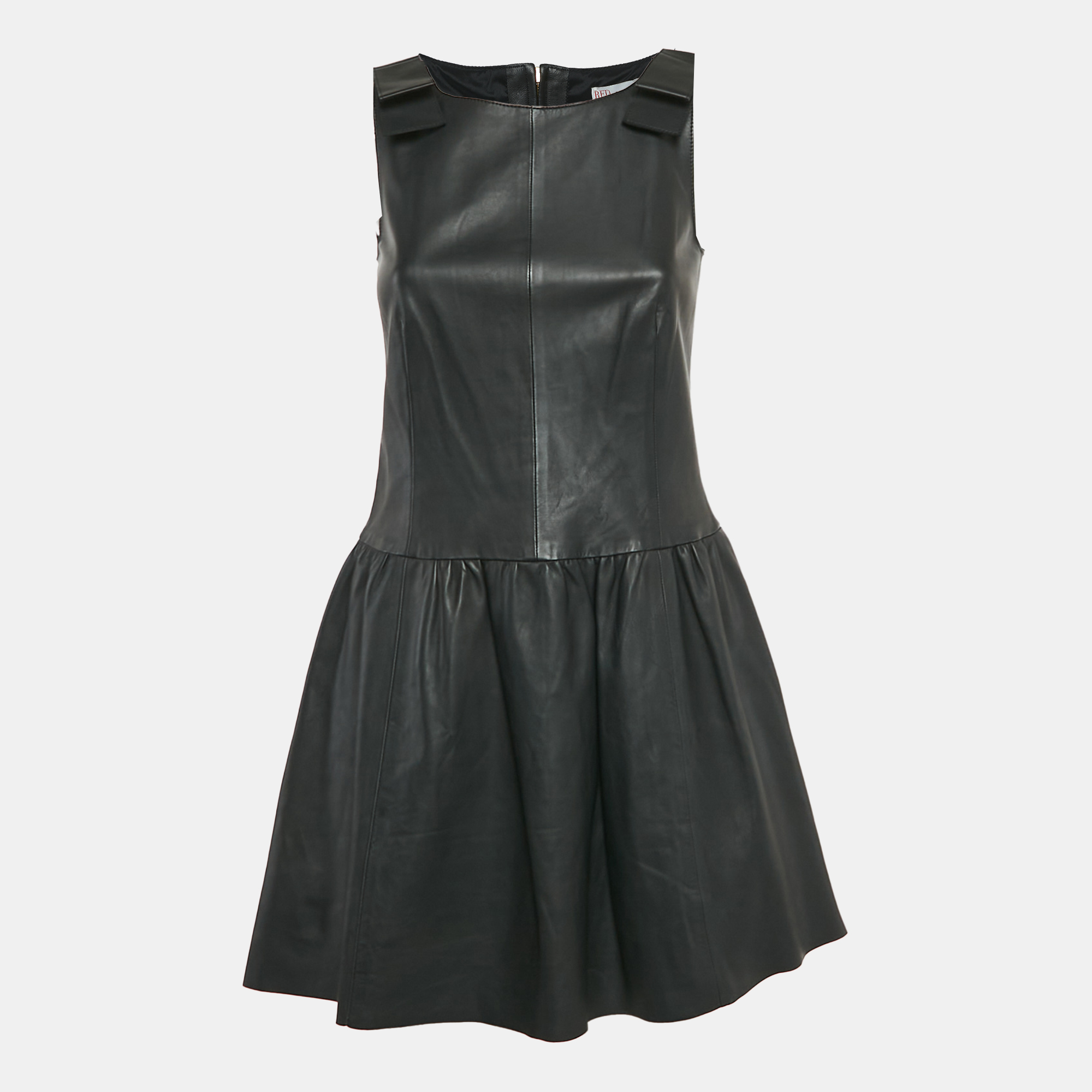 

RED Valentino Black Leather Sleeveless Mini Dress S