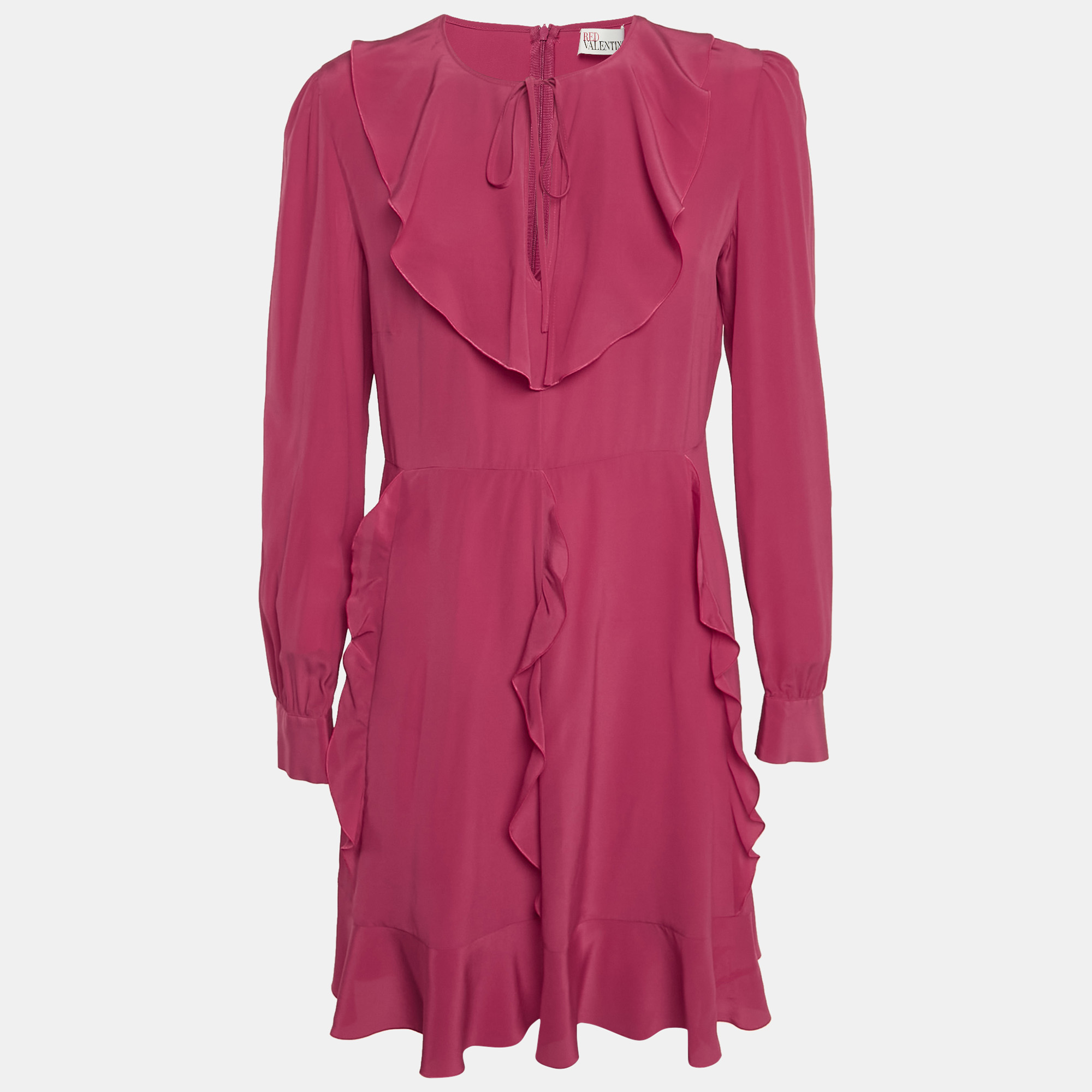 

RED Valentino Pink Silk Ruffled Mini Dress M