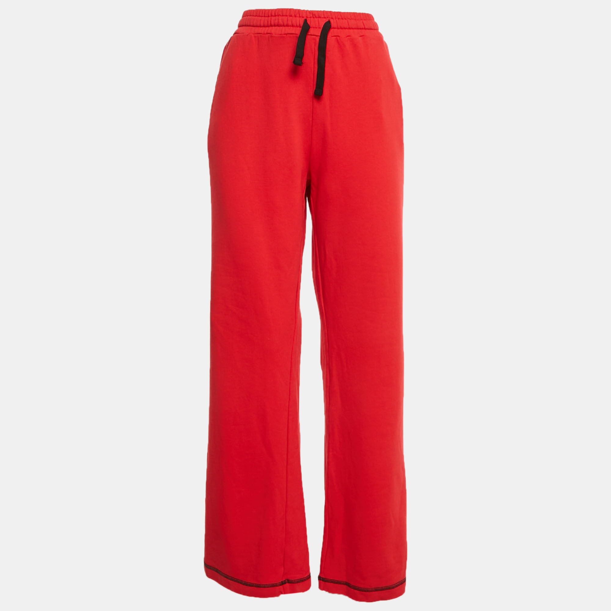 Pre-owned Red Valentino Red Cotton Flared Track Pants Xl