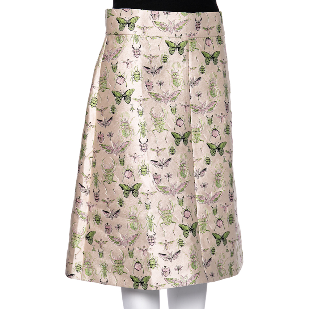 

RED Valentino Pale Pink Insect Patterned Jacquard Midi Skirt