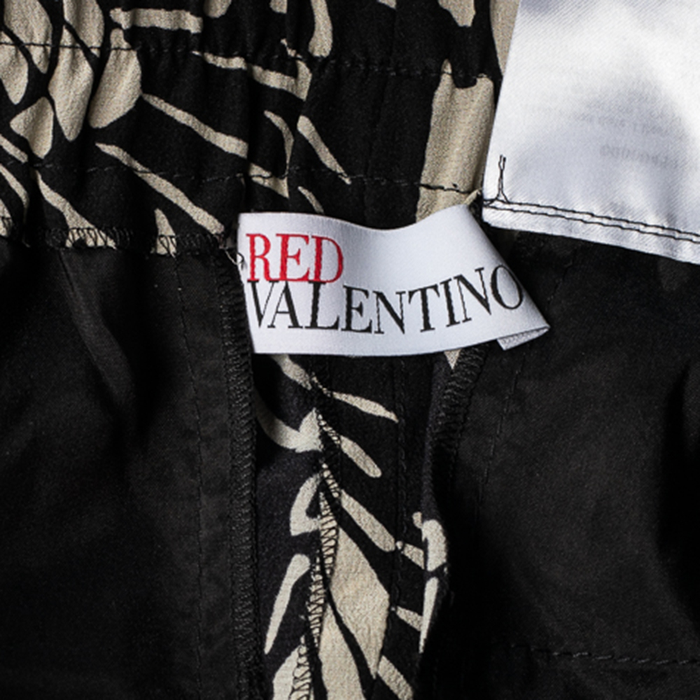 

RED Valentino Black Fenici Print Silk Trousers