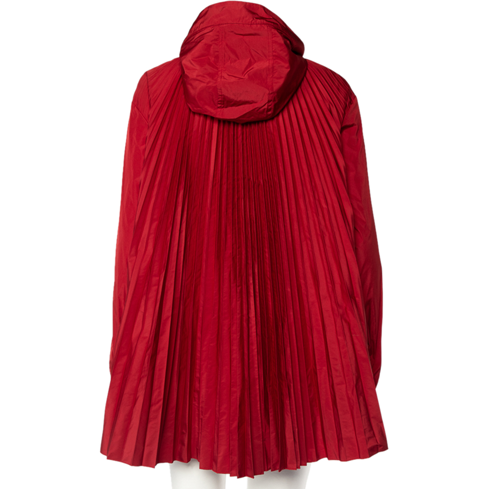 

RED Valentino Red Pleated Panel Zip Front Jacket