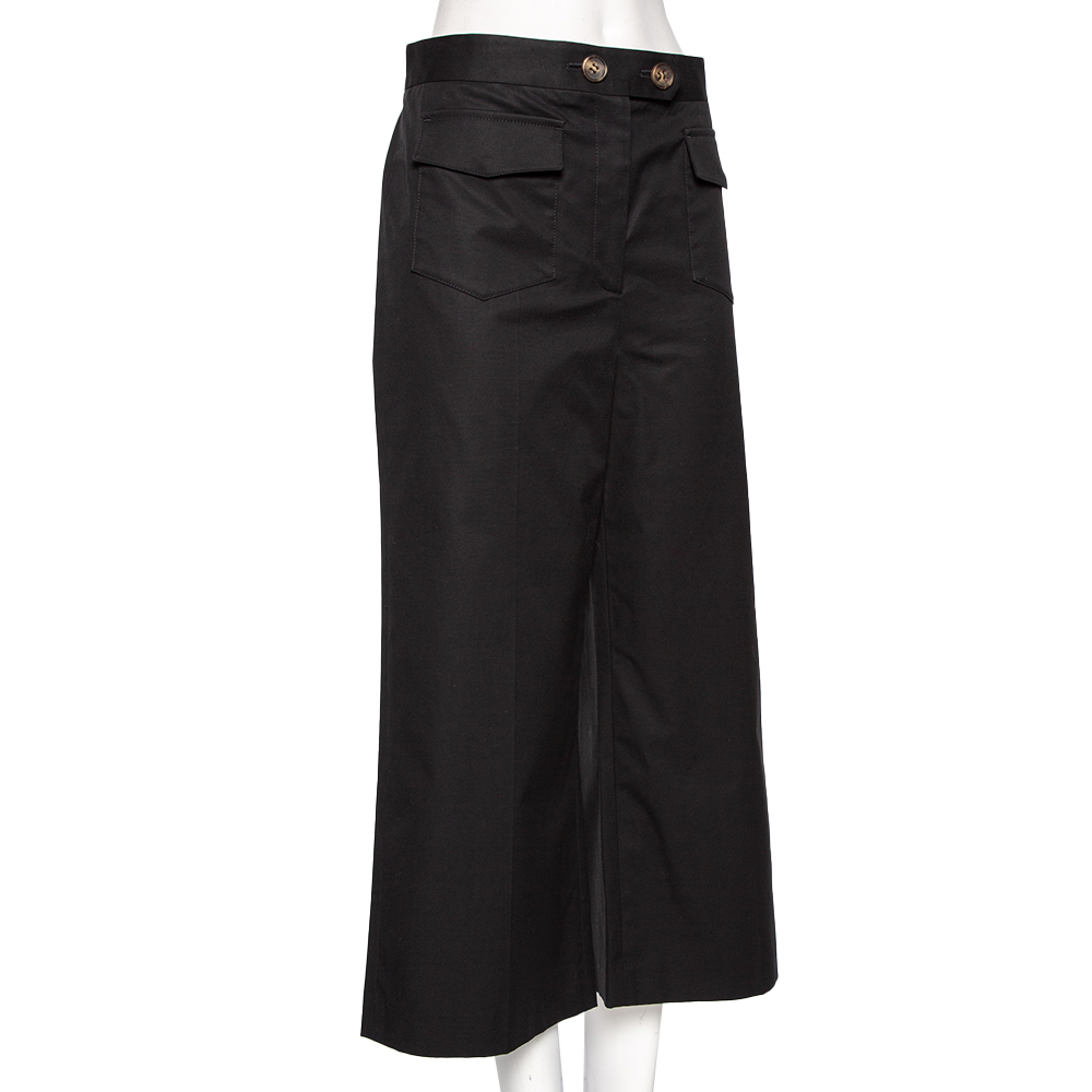 

RED Valentino Black Canvas Flared Leg Cropped Pants