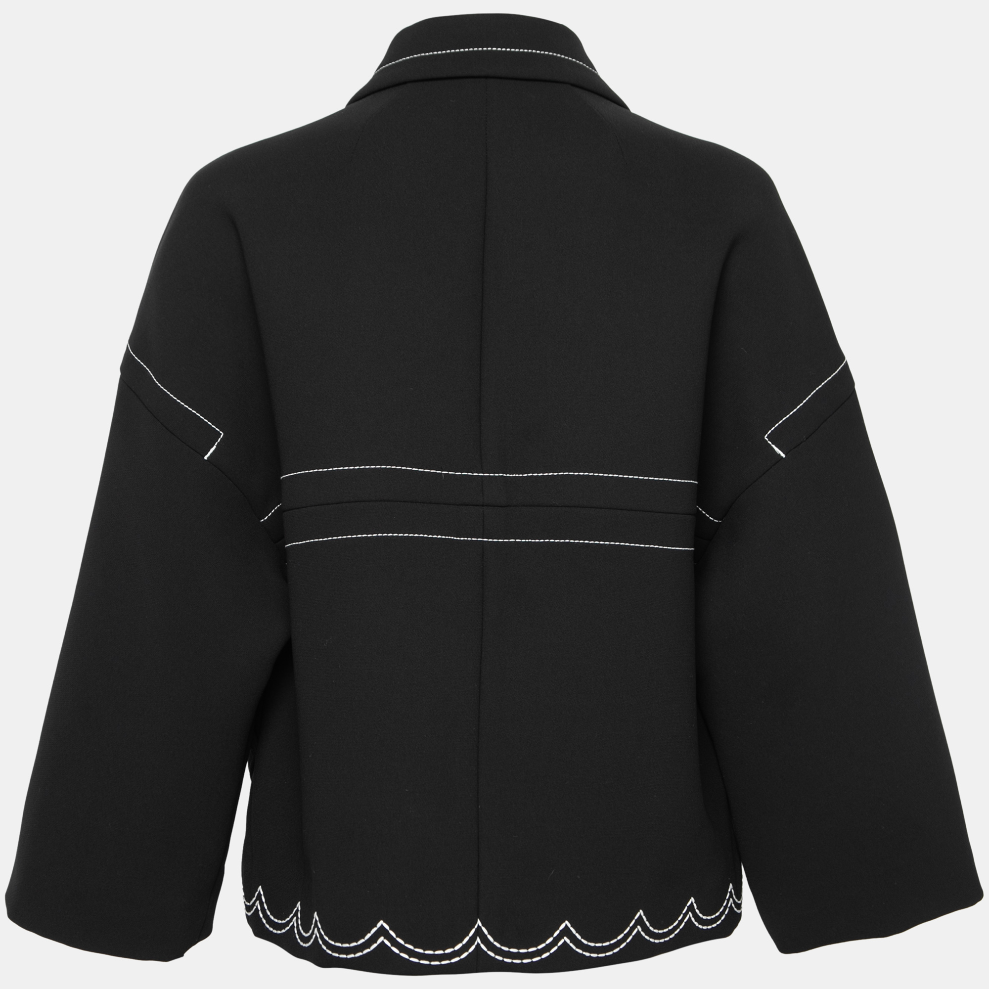 

RED Valentino Black Crepe Embroidered Detailed Button Front Jacket