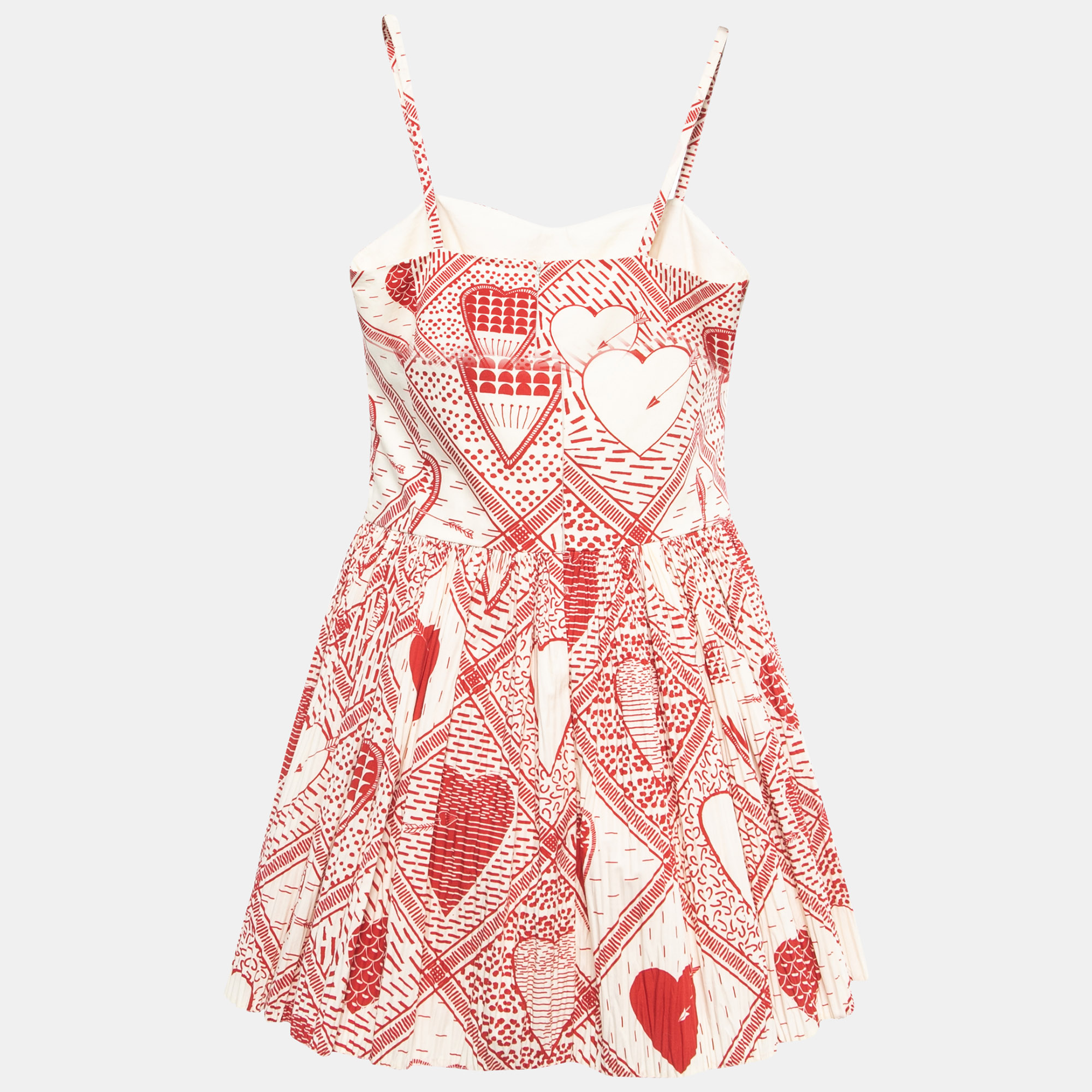 

RED Valentino Cream/Red Printed Cotton Sleeveless Mini Dress