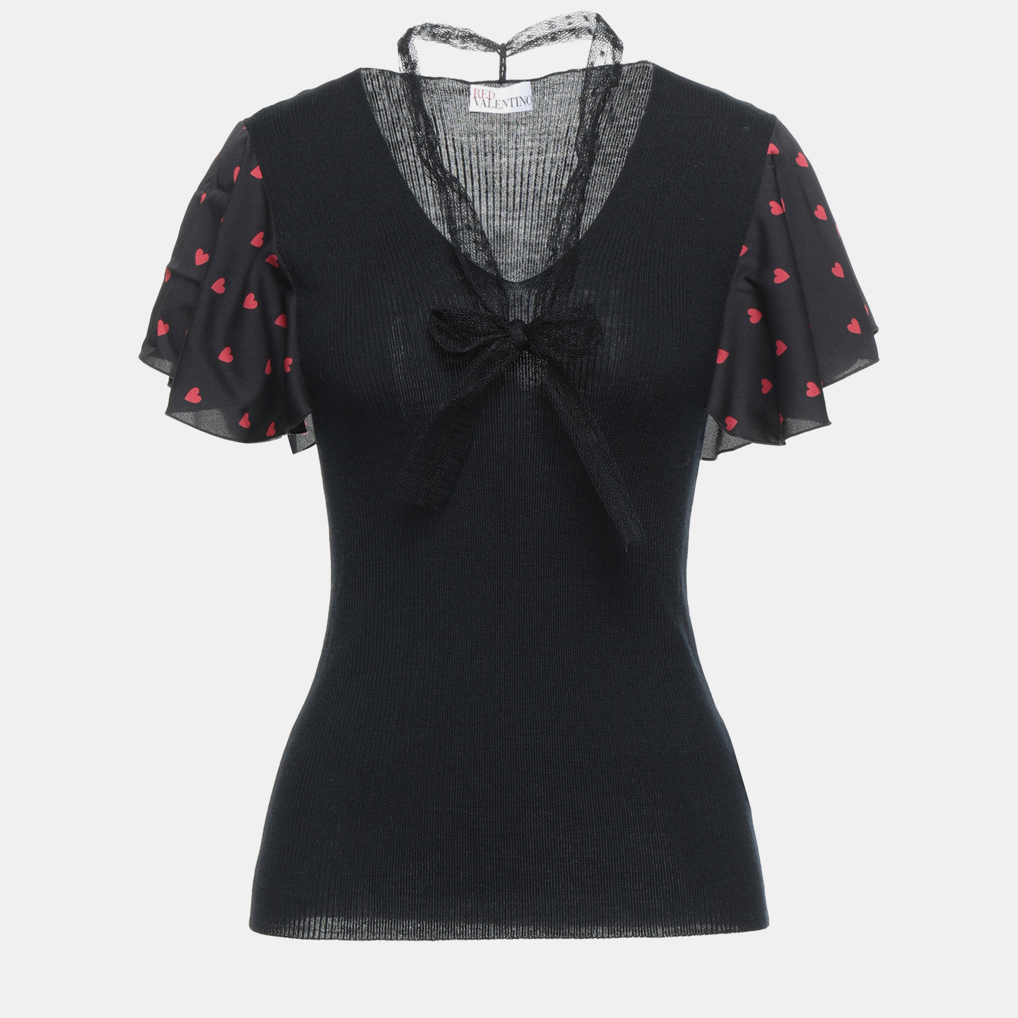 Pre-owned Red Valentino Black Wool Top Xs