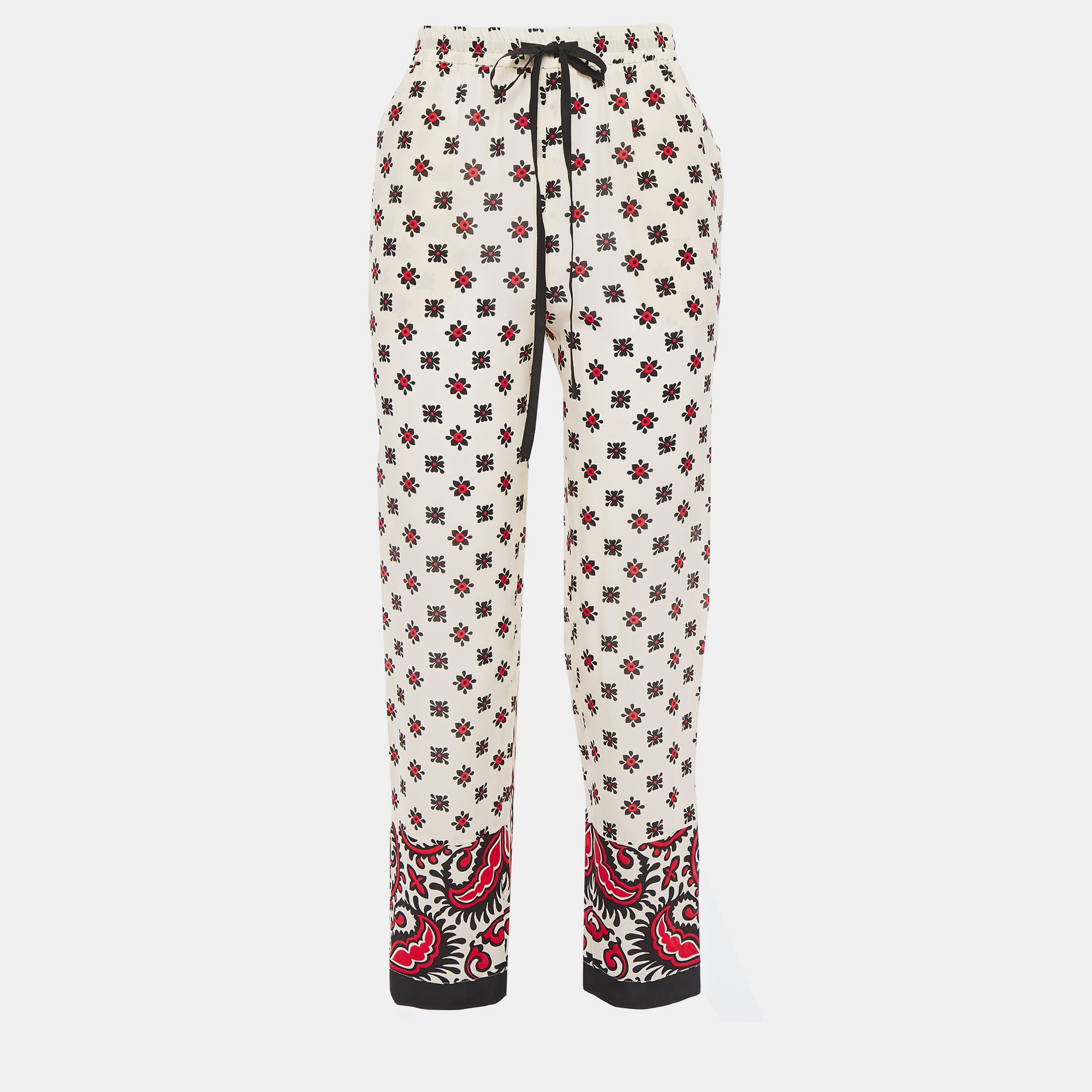 Pre-owned Red Valentino Multicolor Print Silk Pants Size 38