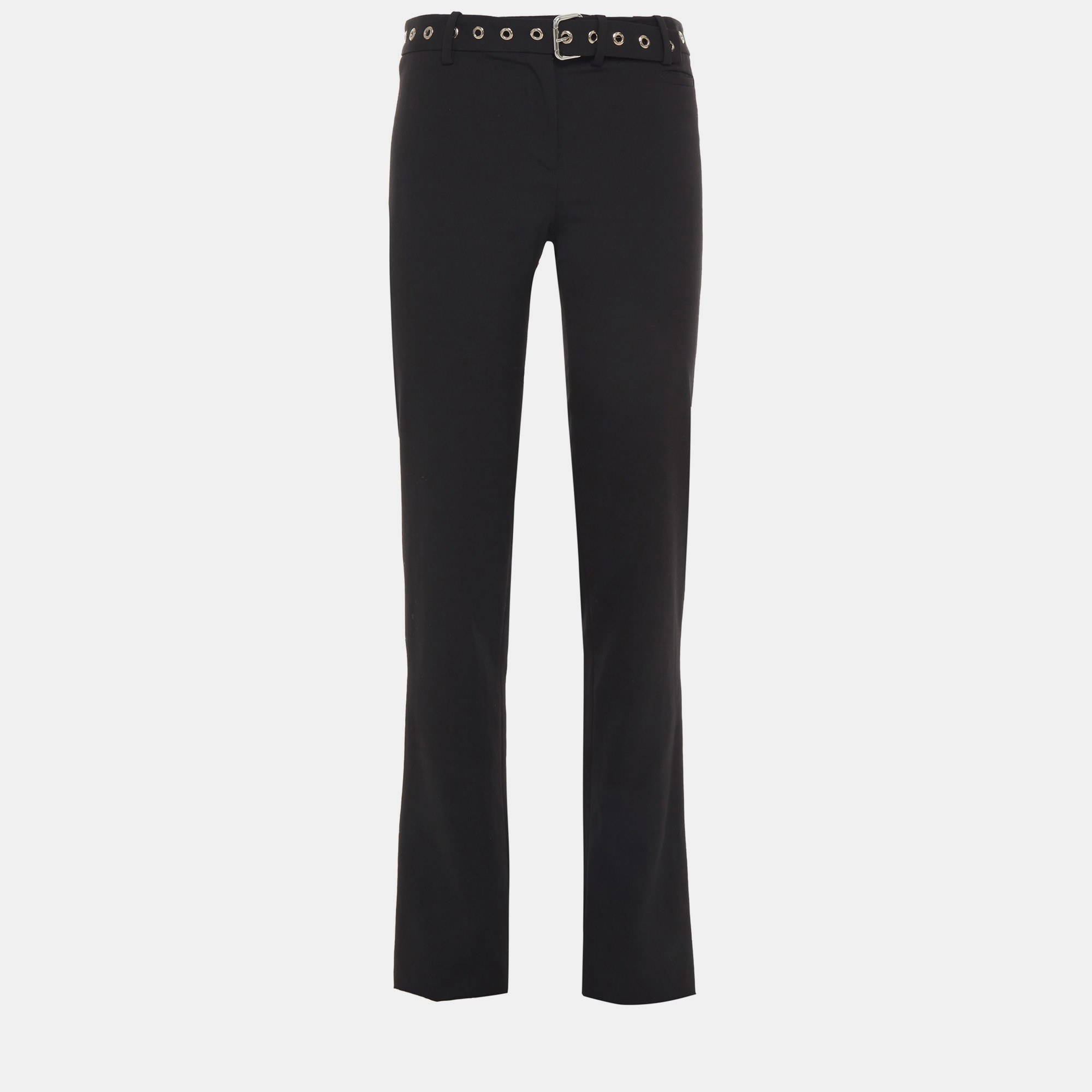 Pre-owned Red Valentino Polyester Skinny Leg Pants 40 In Black