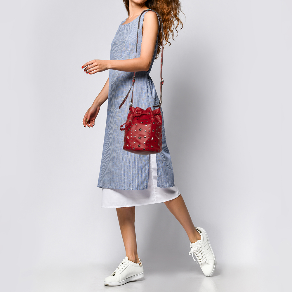 

RED Valentino Red Leather Sky Combat Bucket Bag