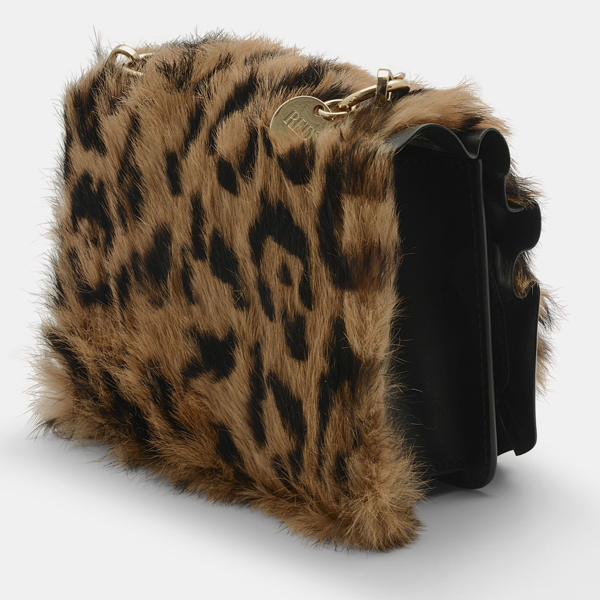 

RED Valentino Brown Leather and Fur Shoulder Bag