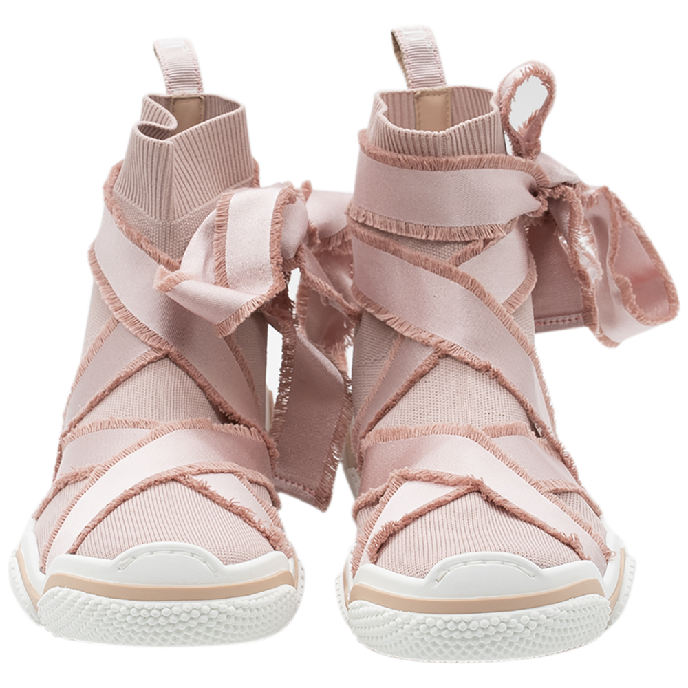 

RED Valentino Fuschia Stretch Fabric Glam Run High-Top Sneakers Size, Pink