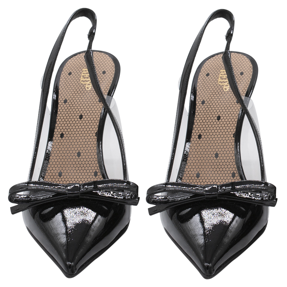 

RED Valentino Black Patent Leather Slingback Pointed Toe Sandals Size