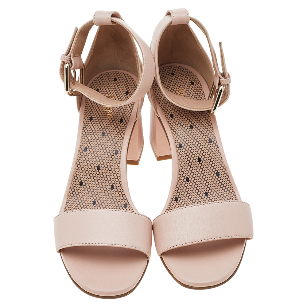 

RED Valentino Beige Leather Ankle Cuff Sandals Size