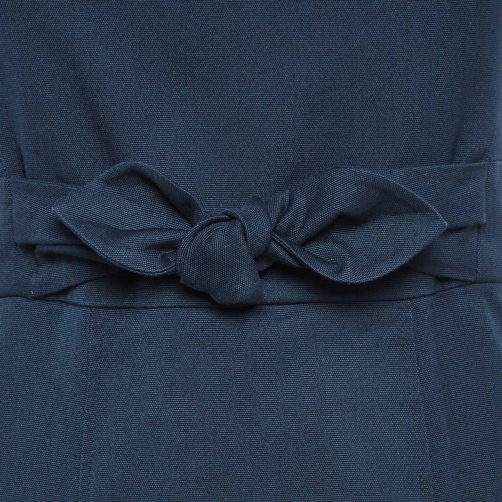 RED Valentino Blue Cotton Pleated Mini Dress S 