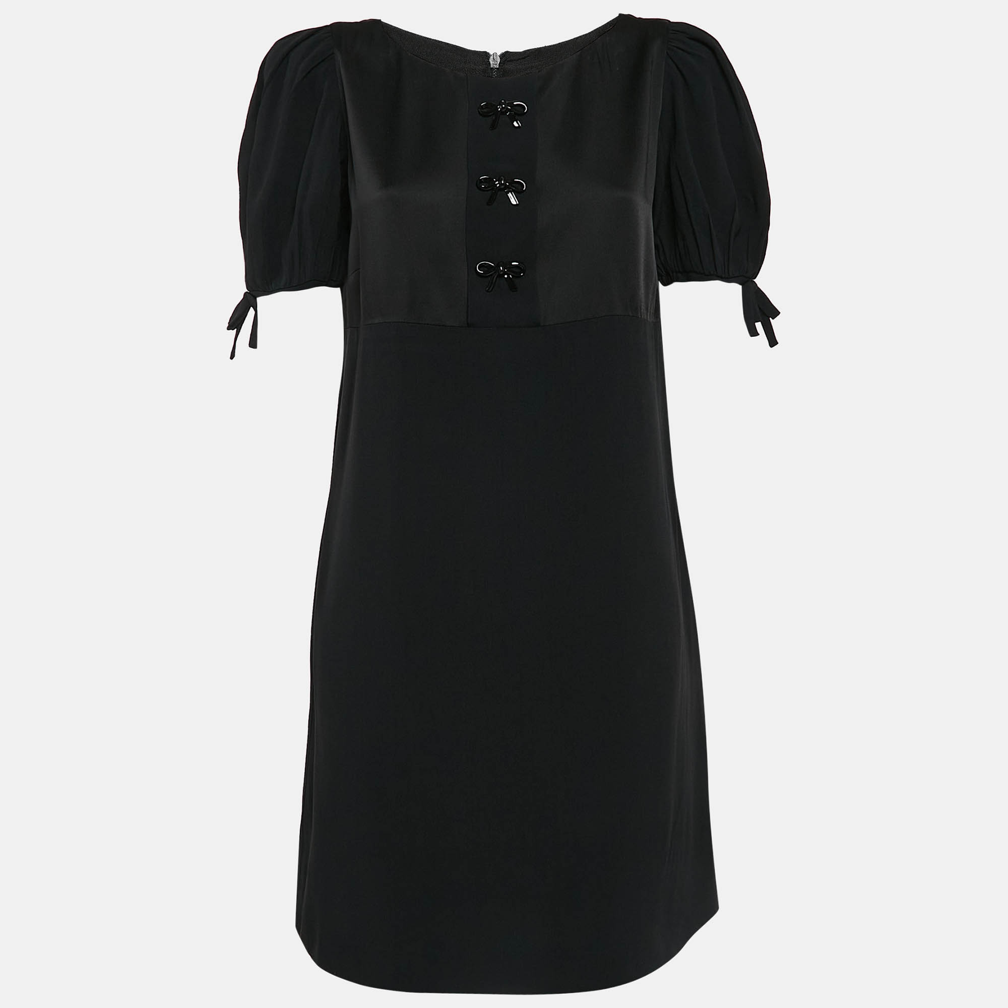 

RED Valentino Black Crepe Bow Detail Mini Dress M