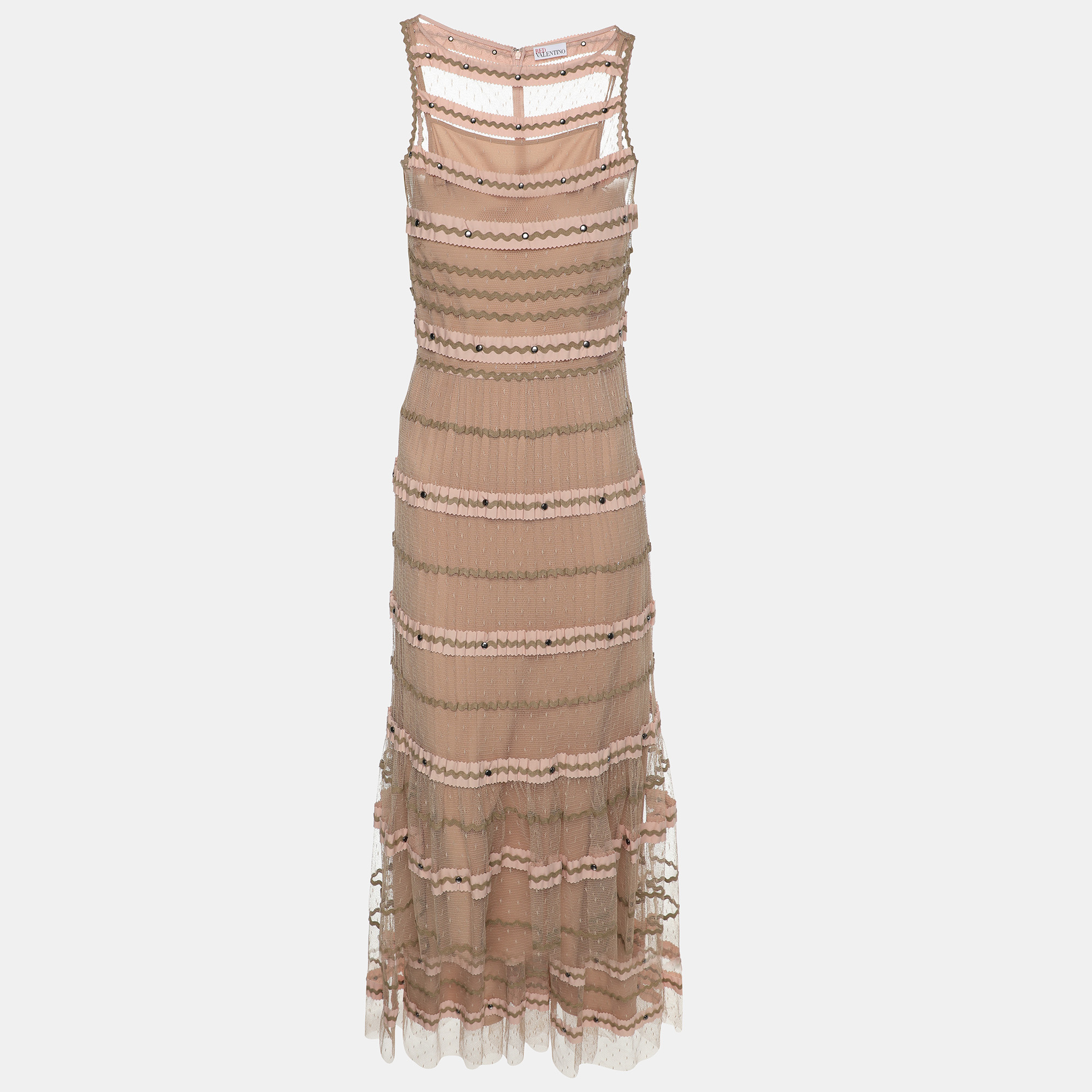 

RED Valentino Brown/Pink Tulle Sleeveless Dress M