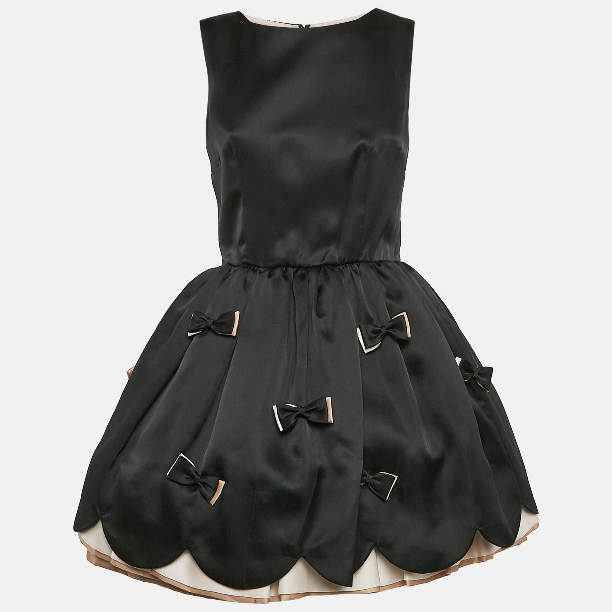 

Red Valentino Black Silk Bow Detail Sleeveless Mini Dress S