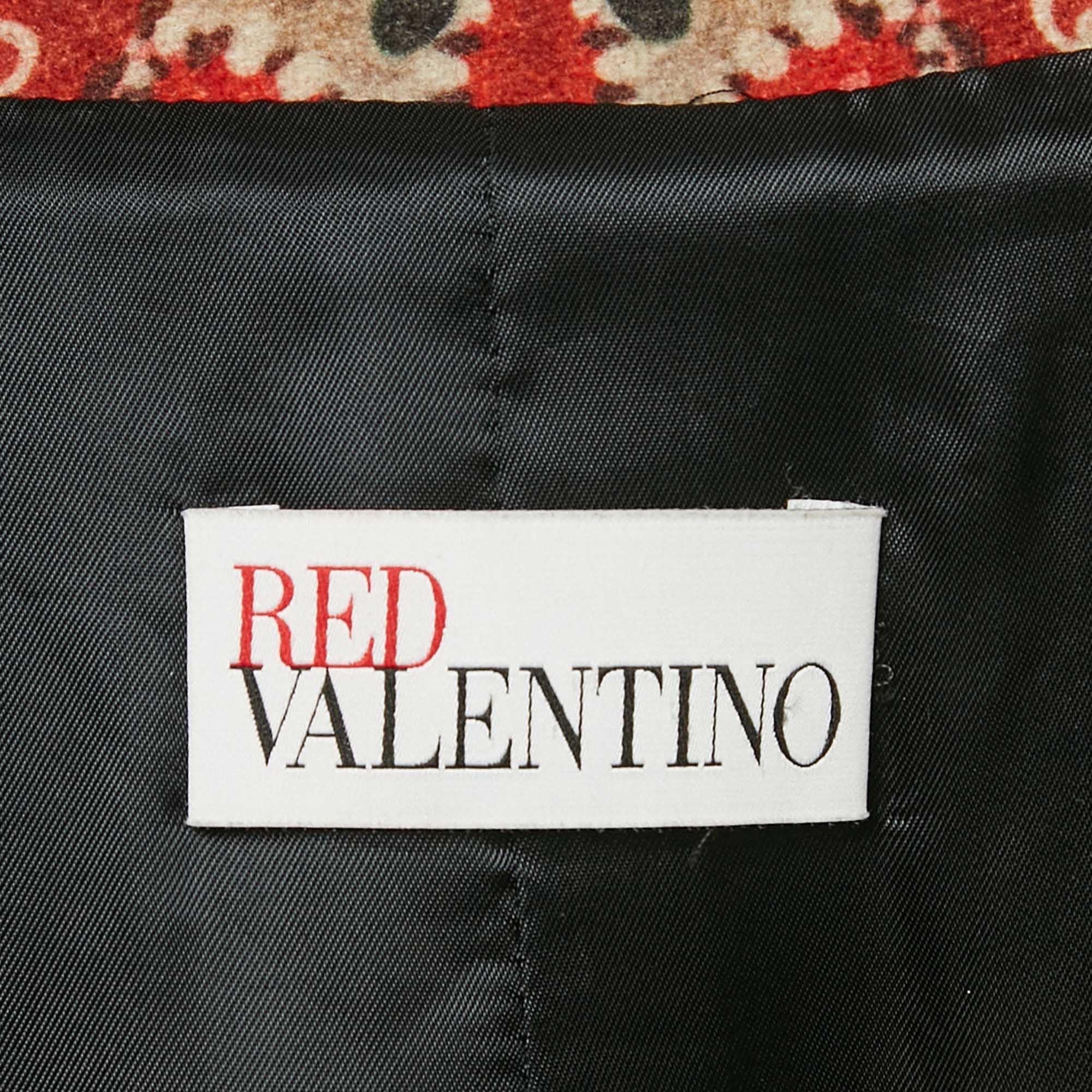 RED Valentino Multicolor Abstract Print Wool Button Front Mini Dress M 
