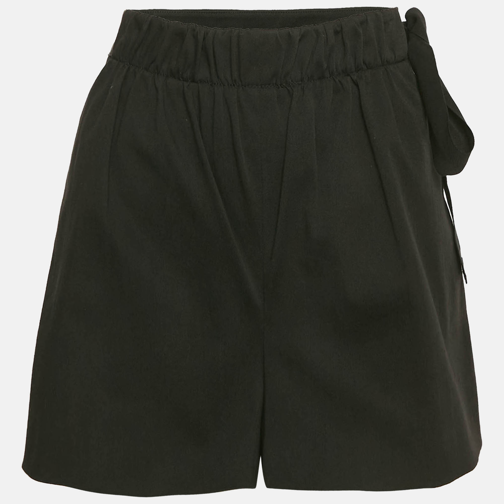

RED Valentino Black Cotton Tie-Up Waist Detail Shorts L