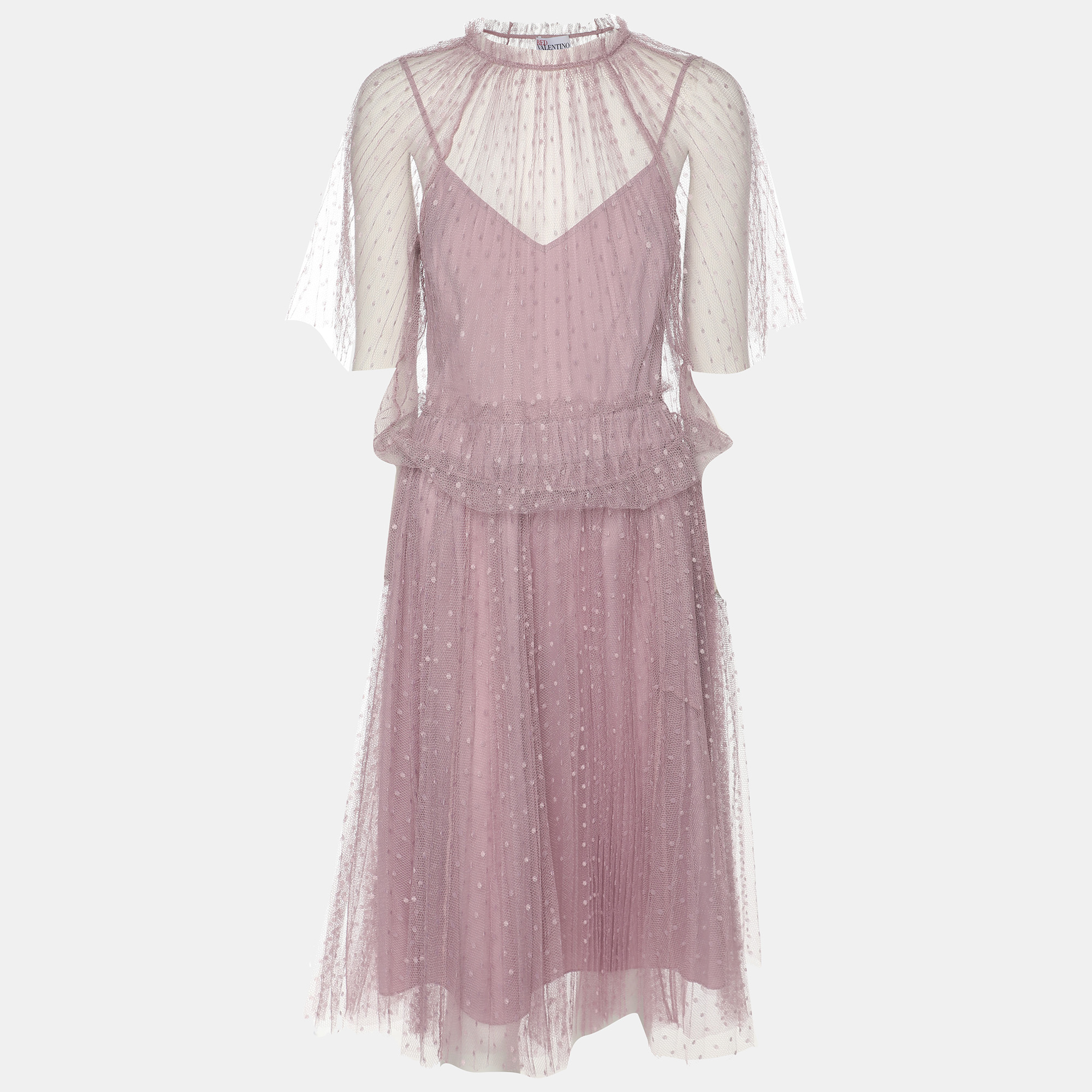

RED Valentino Mauve Tulle Top and Skirt Set S, Pink