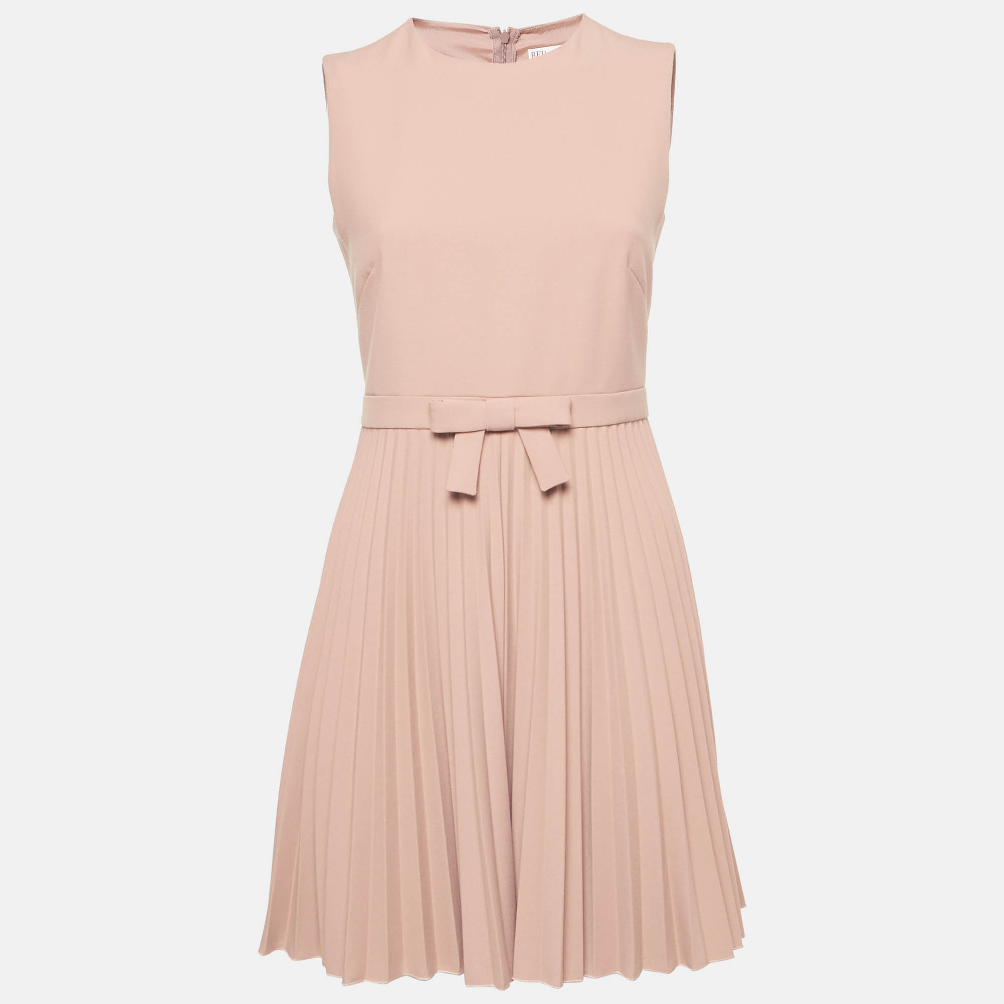 

RED Valentino Pink Crepe Plisse Sleeveless Mini Dress S