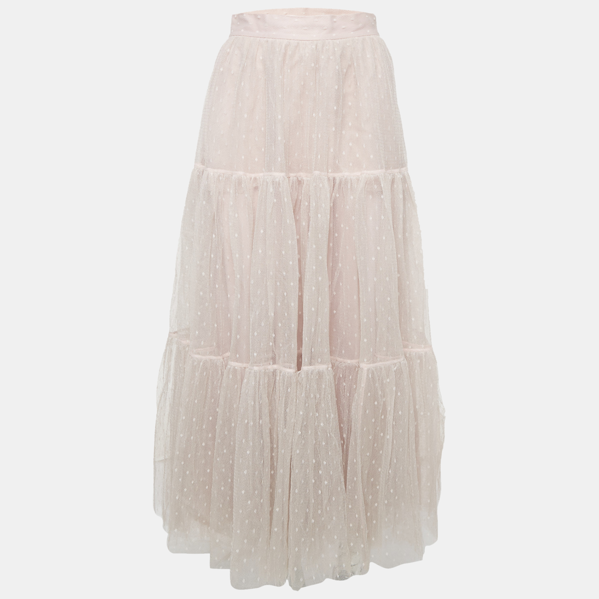 

RED Valentino Pink Tulle Tiered Maxi Skirt S