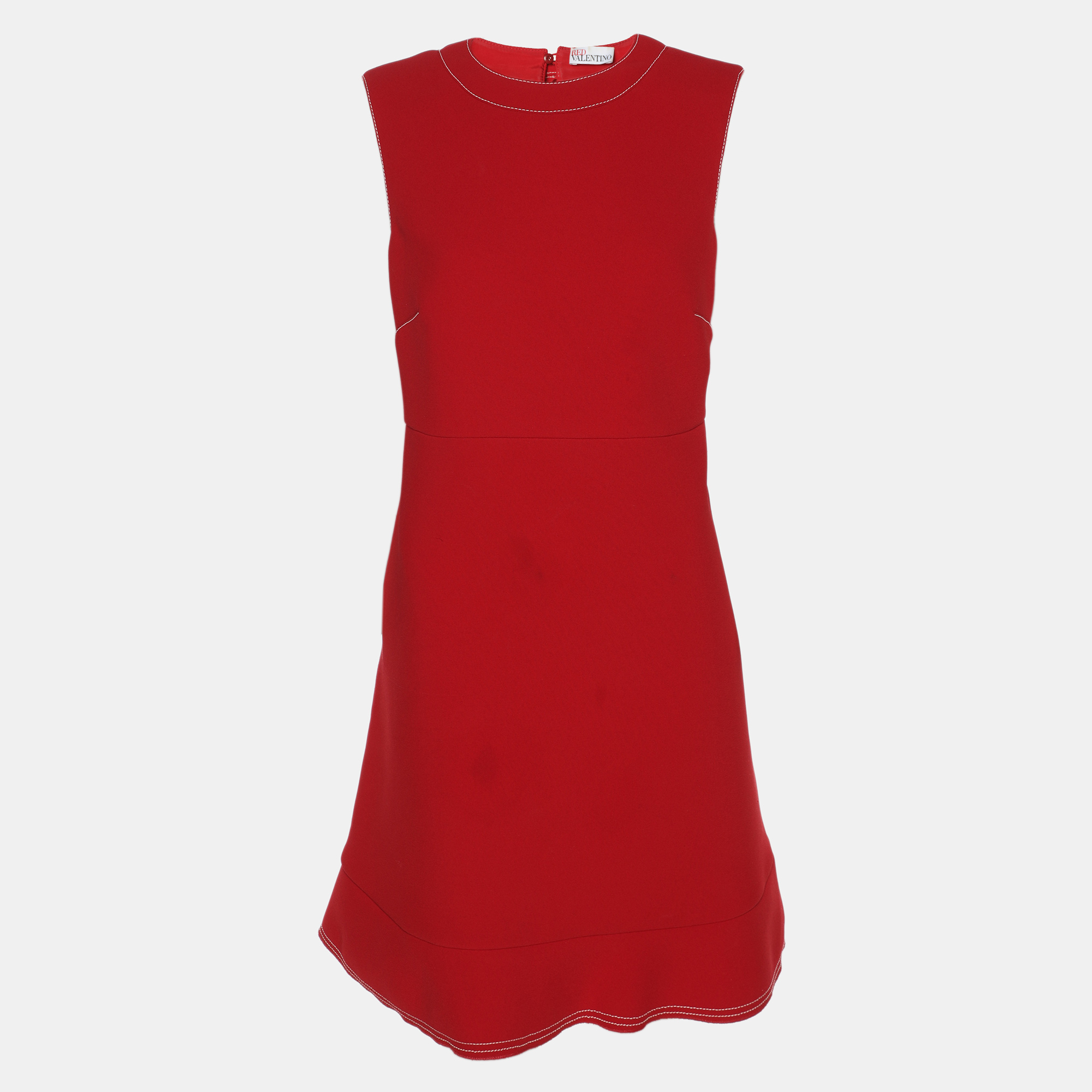 

RED Valentino Red Crepe Bow Sleeveless Dress M