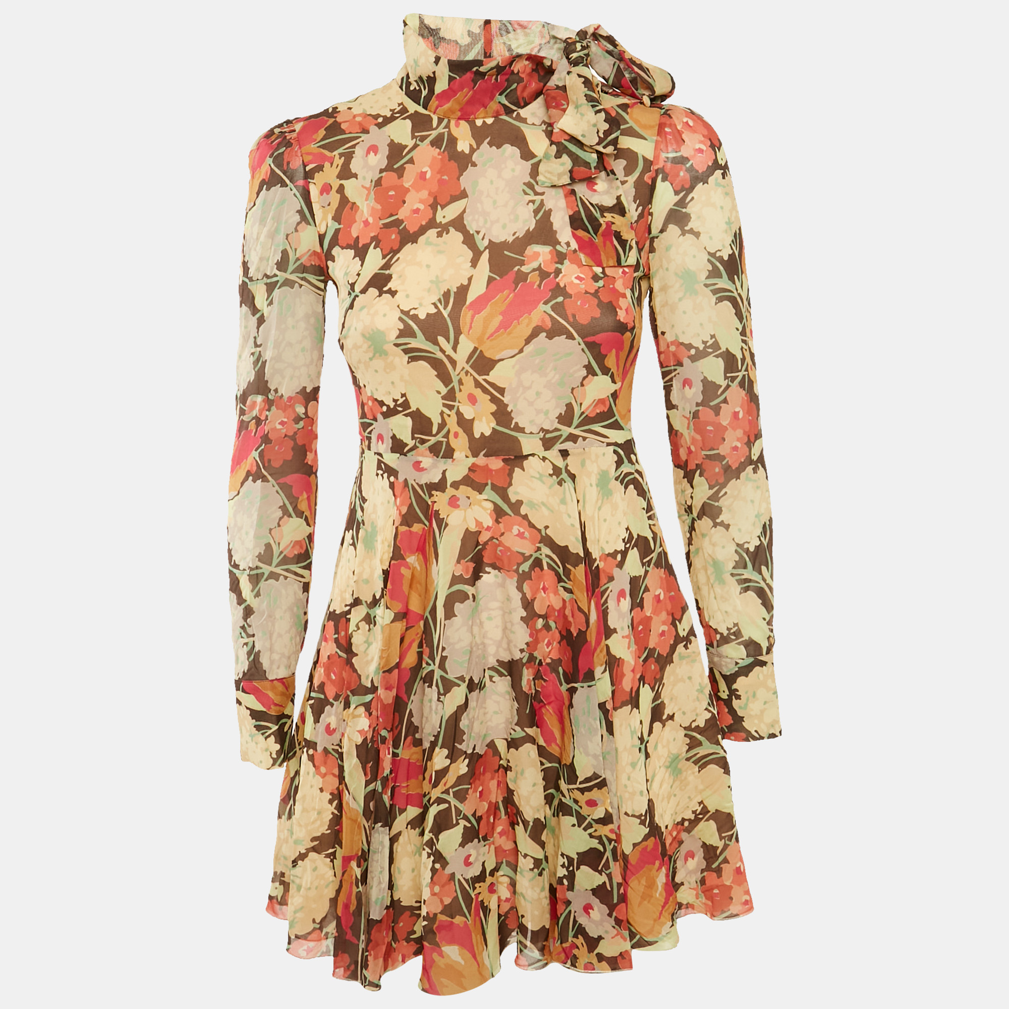 

RED Valentino Pink Floral Print Silk Mini Dress S