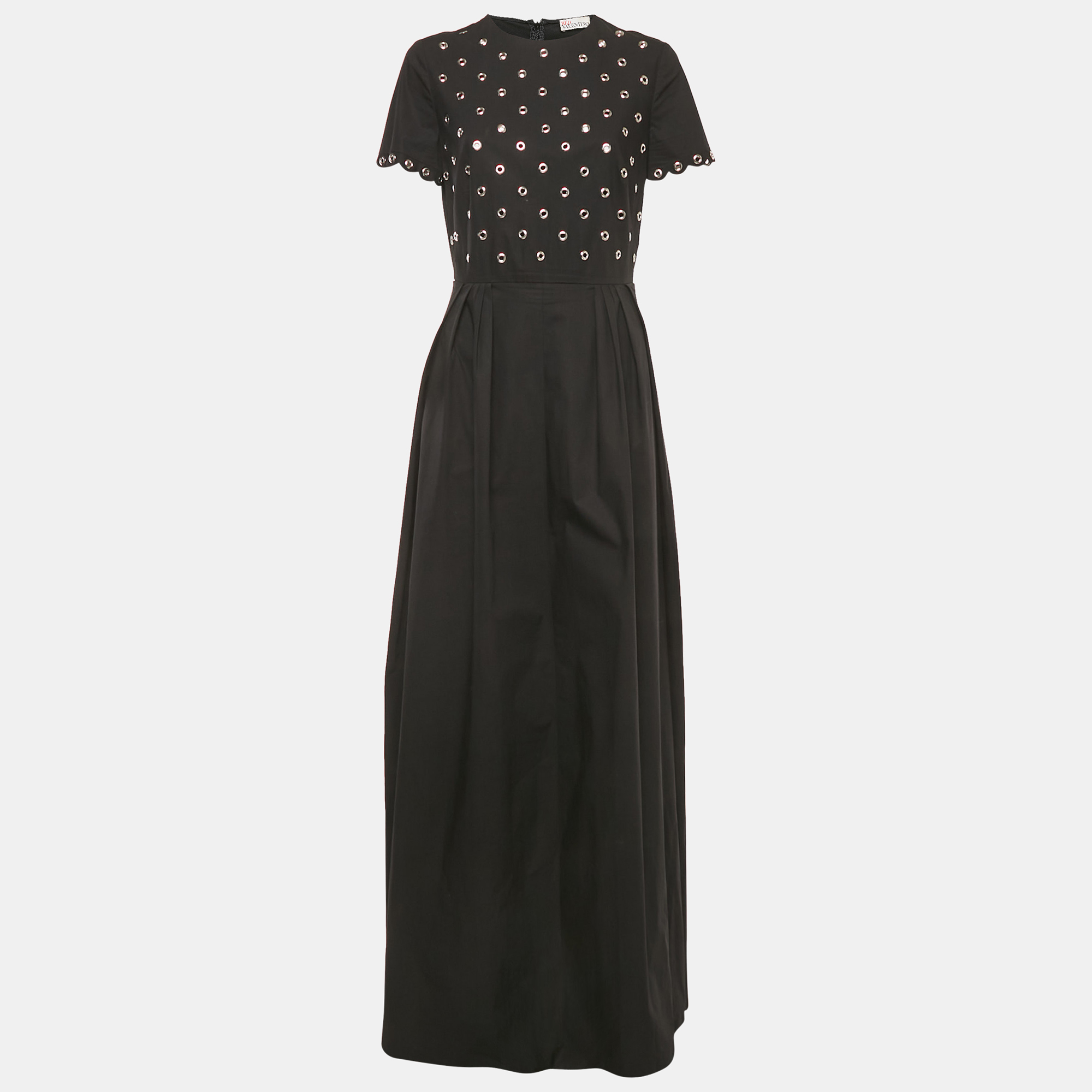 

RED Valentino Black Grommet Cotton Gown M