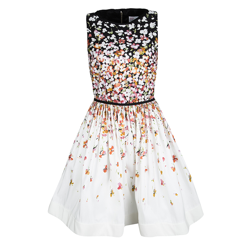 Red Valentino Multicolor Floral Print Sleeveless Dress S