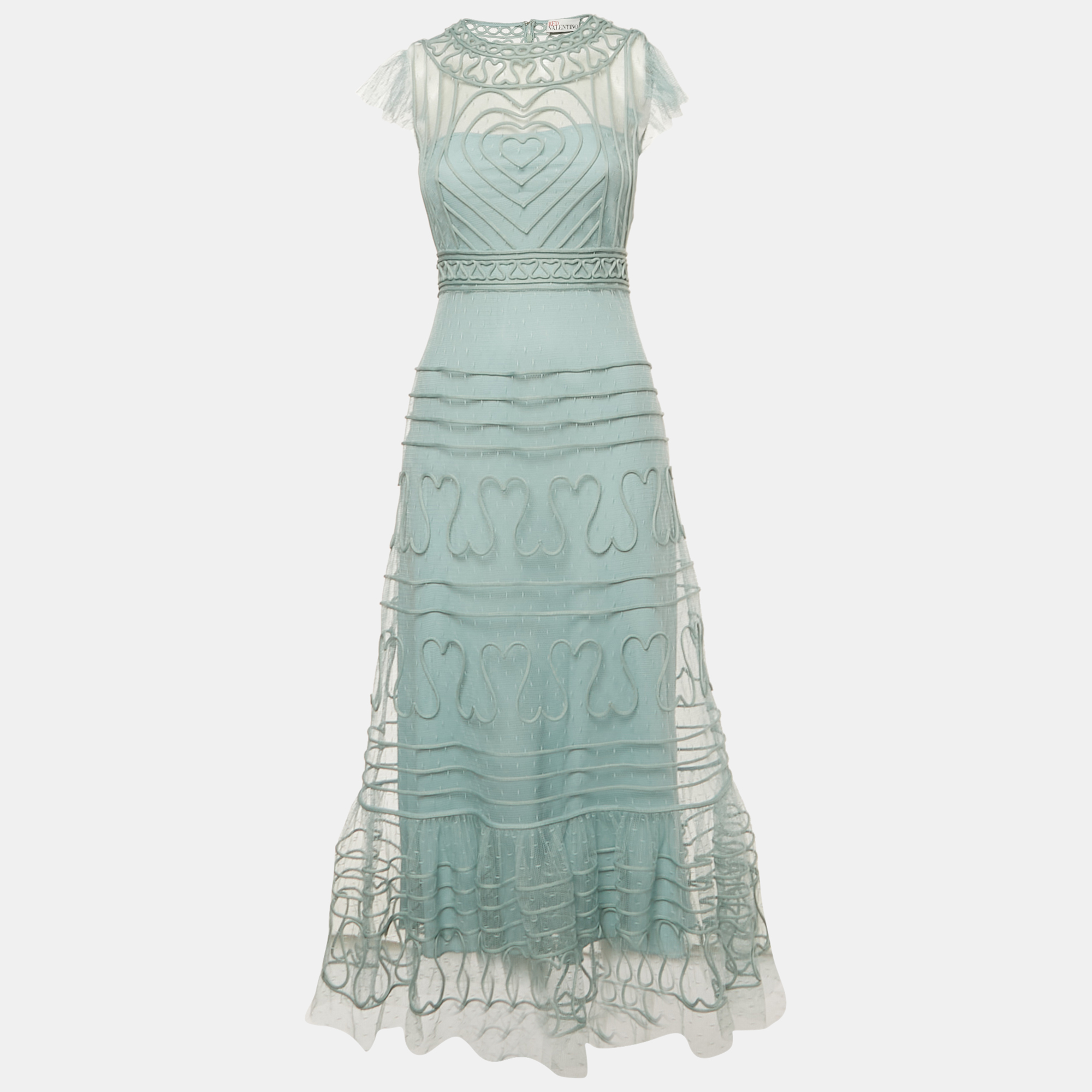 

RED Valentino Mint Green Tulle Midi Dress S