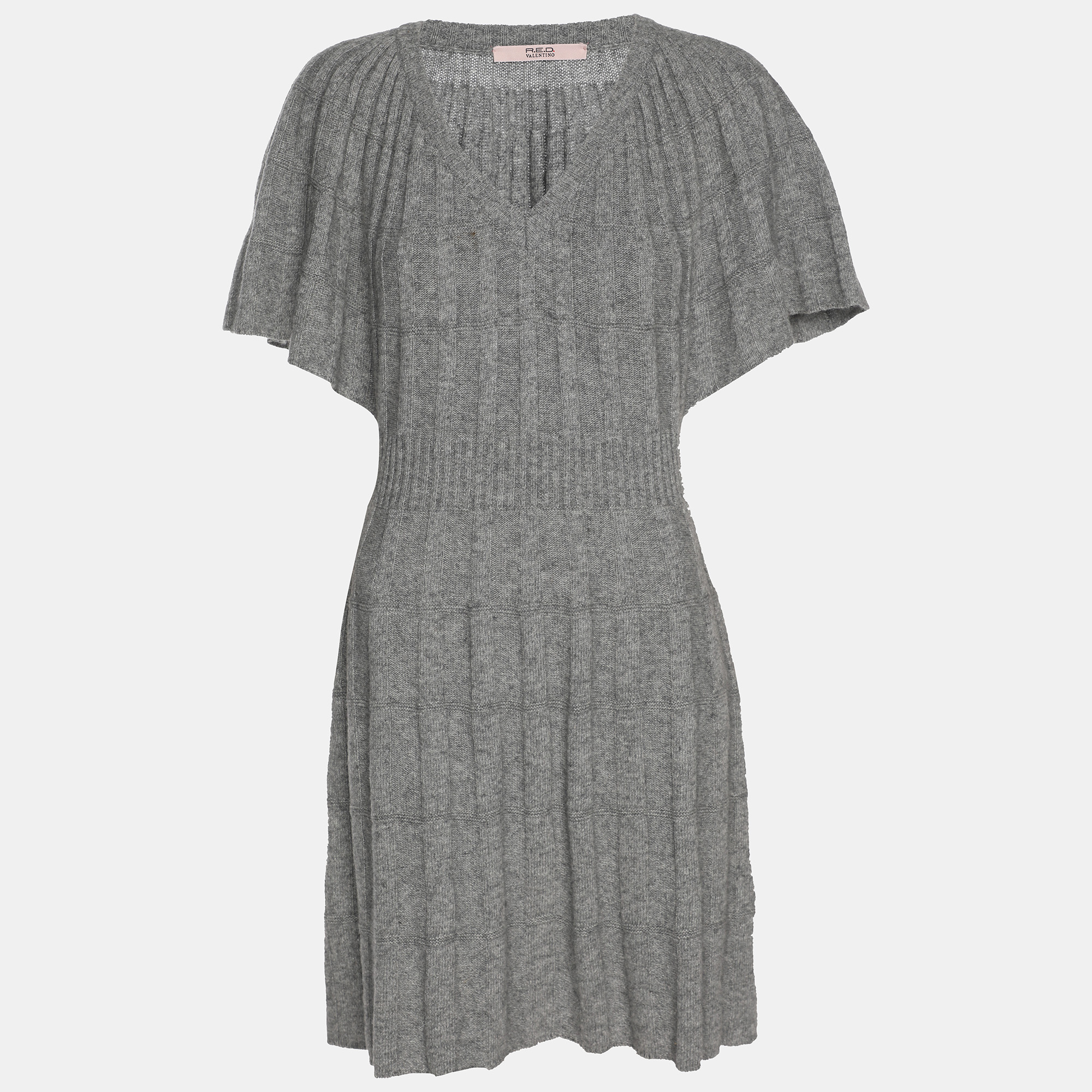 RED Valentino Grey Wool Knit Midi Dress M