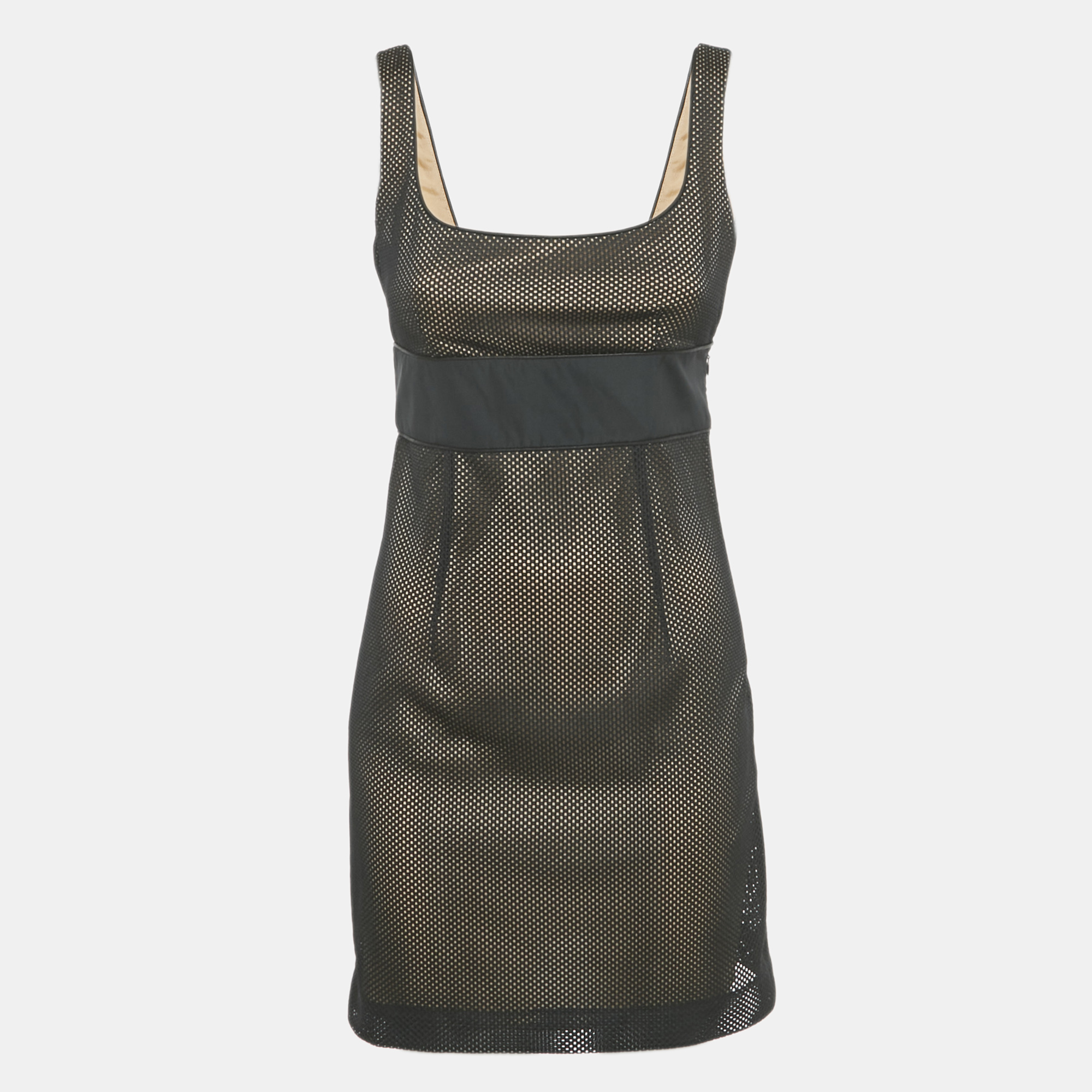 

RED Valentino Black Mesh Sleeveless Mini Dress S