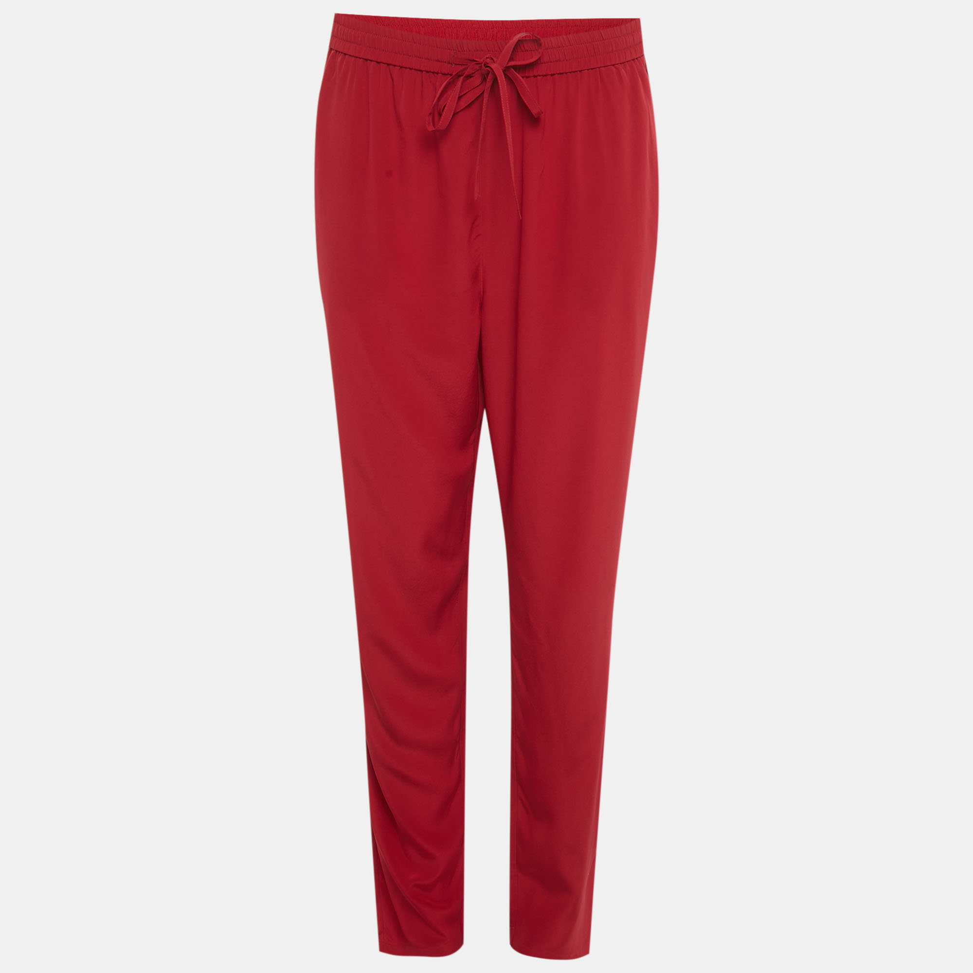 

RED Valentino Red Silk Drawstring Trousers M