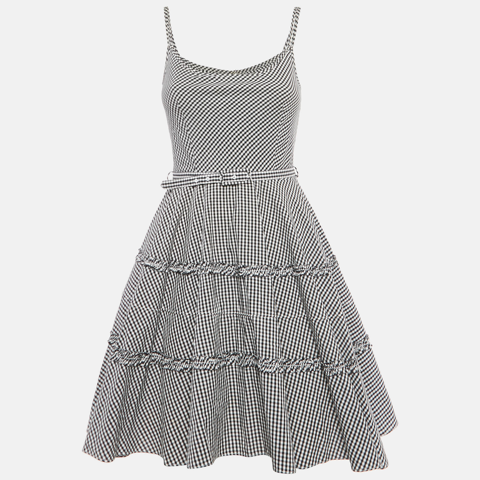 

RED Valentino Grey /White Checkered Print Cotton Mini Dress S