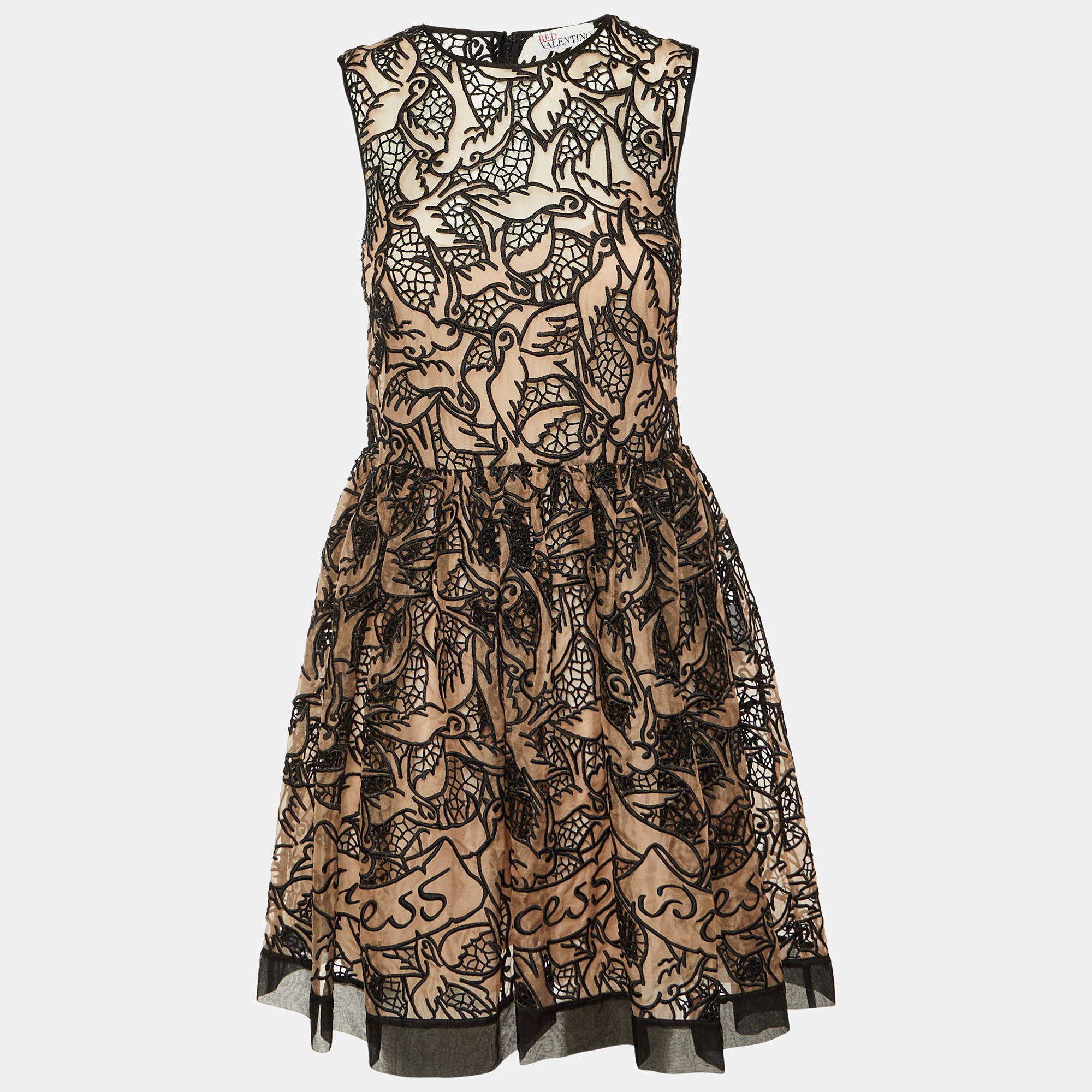 RED Valentino Beige /Black Lace Mini Dress S